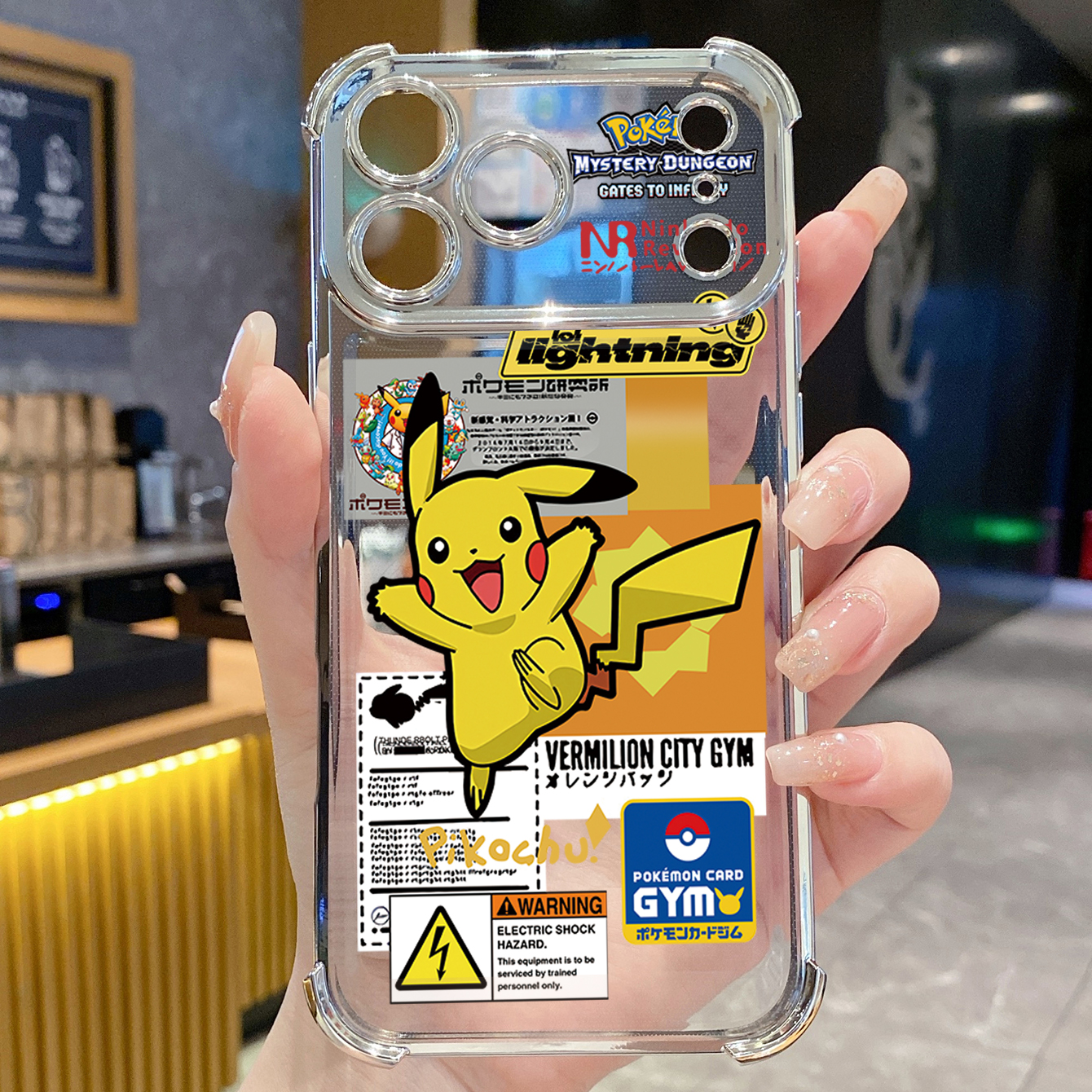 for iPhone 17 Pro Max 16 15 14 Plus Plating Phone Case Shockproof Cover Pokemon Pikachu