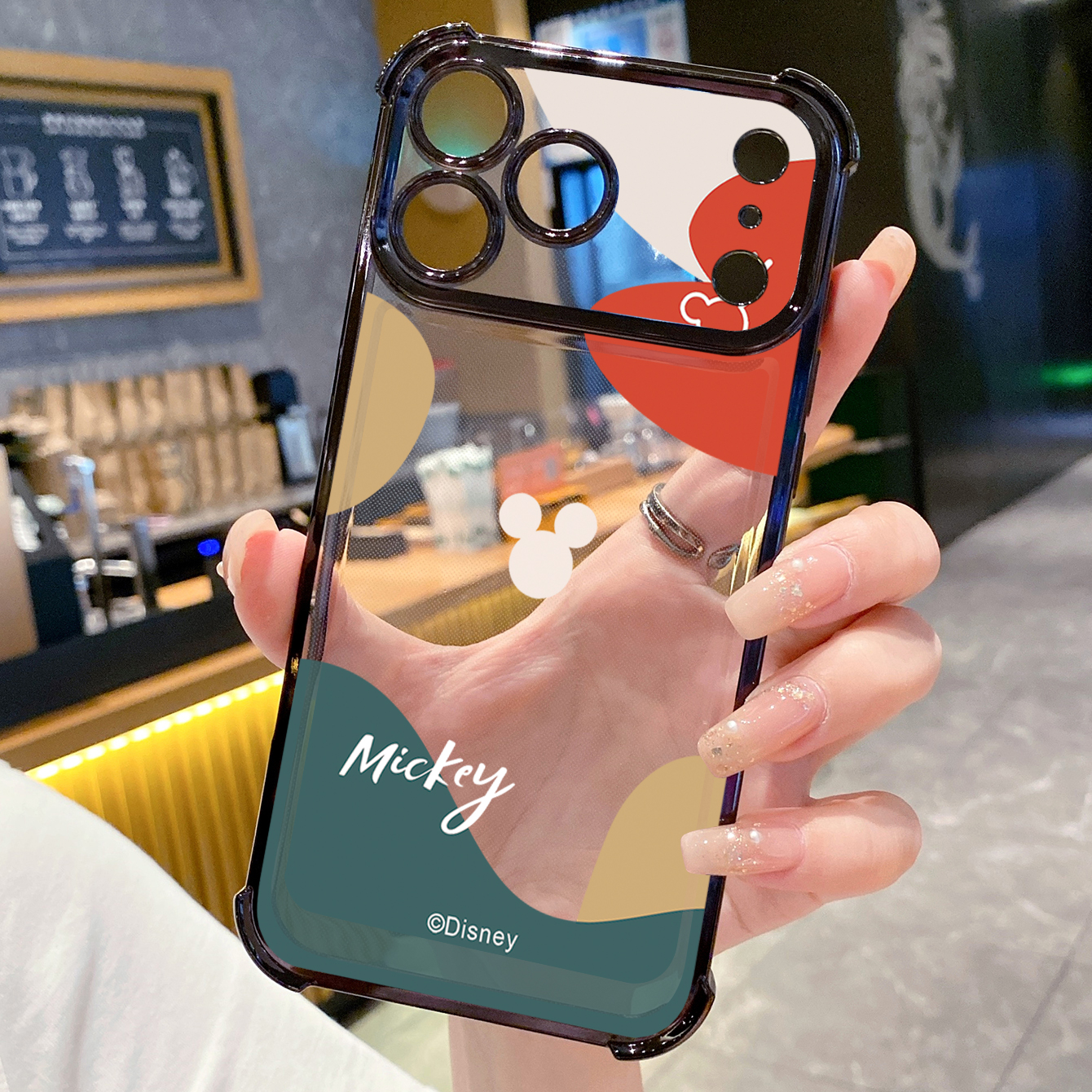 for iPhone 17 Pro Max 16 15 14 Plus Plating Phone Case Shockproof Cover Morandi Couple Mickey Minnie