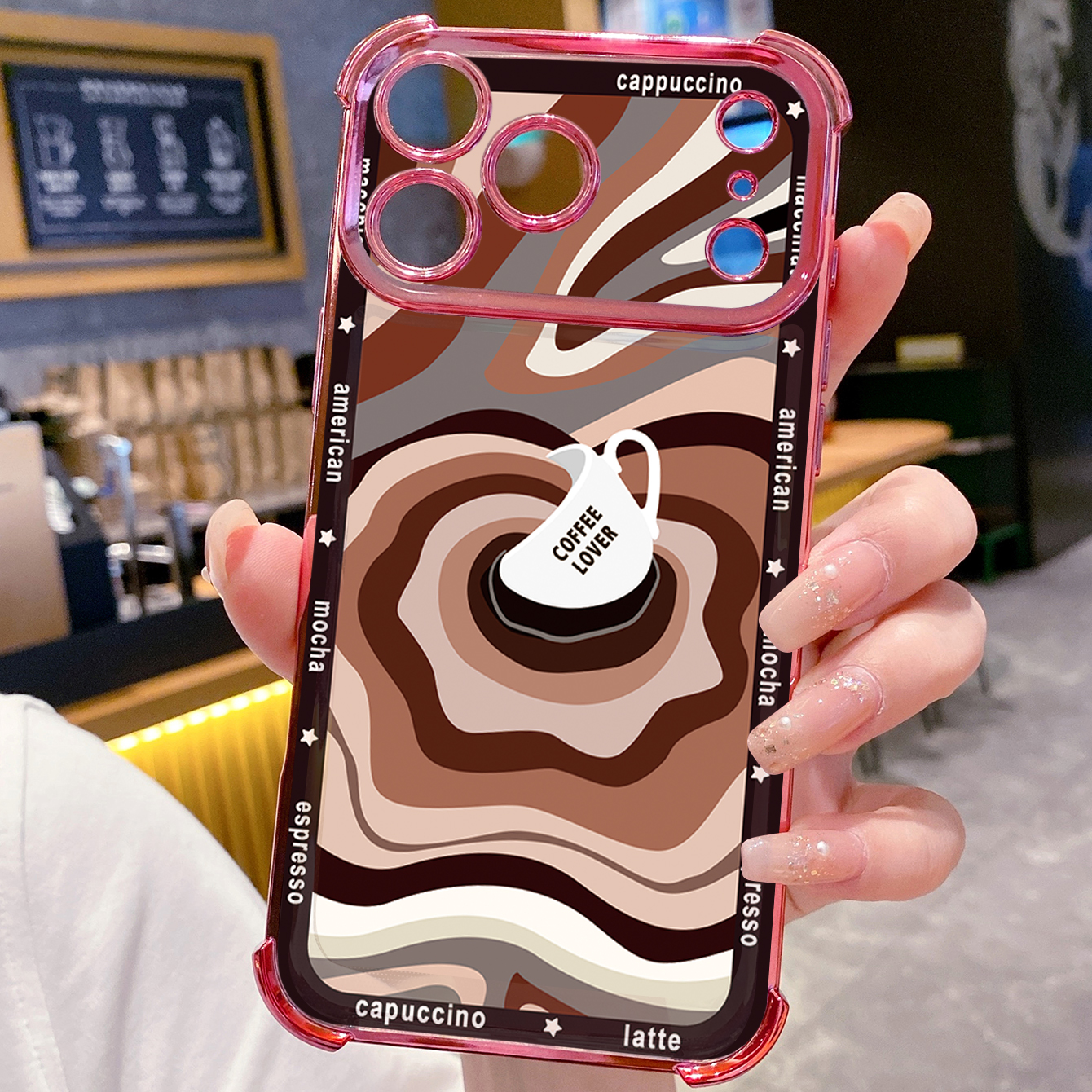for iPhone 17 Pro Max 16 15 14 Plus Plating Phone Case Shockproof Cover Liquid Coffe