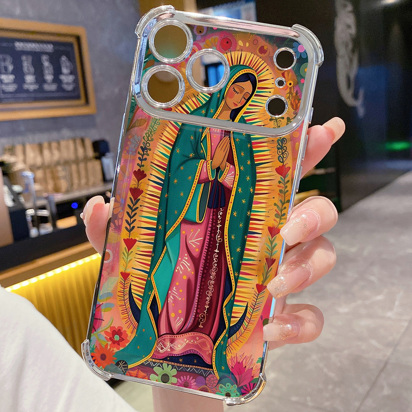 for iPhone 17 Pro Max 16 15 14 Plus Plating Phone Case Shockproof Cover Pray Girl