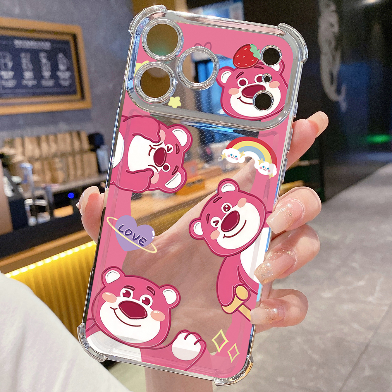 for iPhone 17 Pro Max 16 15 14 Plus Plating Phone Case Shockproof Cover Smile Doraemon Lotso