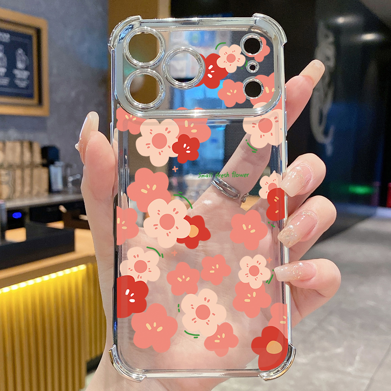 for iPhone 17 Pro Max 16 15 14 Plus Plating Phone Case Shockproof Cover Women Flower