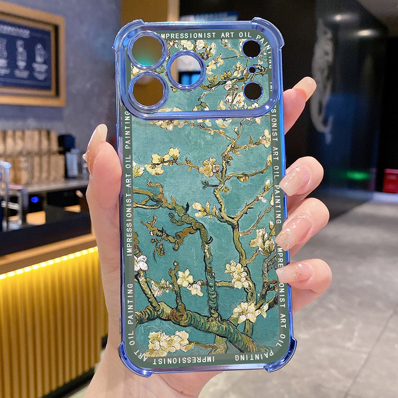 for iPhone 17 Pro Max 16 15 14 Plus Plating Phone Case Shockproof Cover Senery Oil Painting