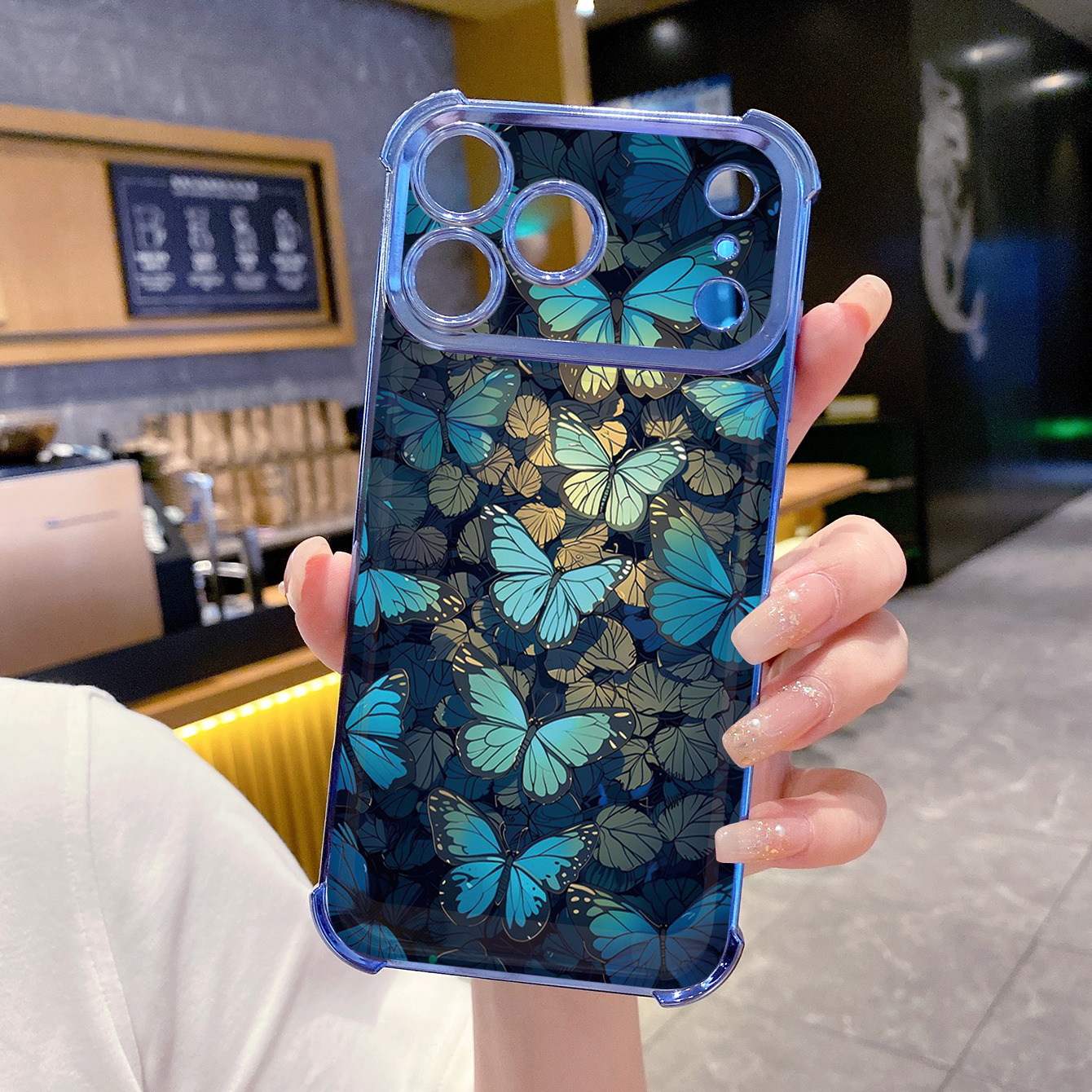for iPhone 17 Pro Max 16 15 14 Plus Plating Phone Case Shockproof Cover Flower Butterfly