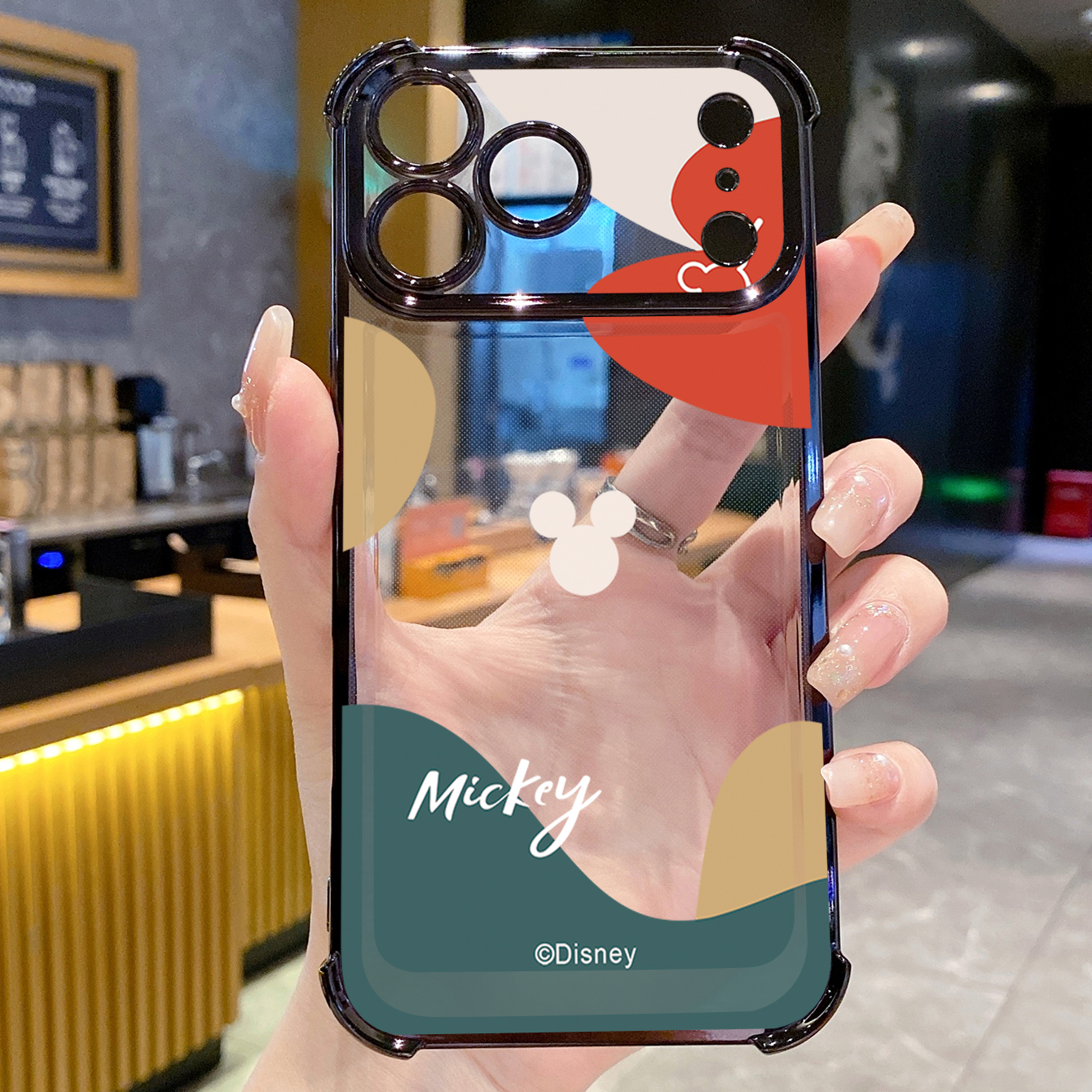 for iPhone 17 Pro Max 16 15 14 Plus Plating Phone Case Shockproof Cover Morandi Couple Mickey Minnie