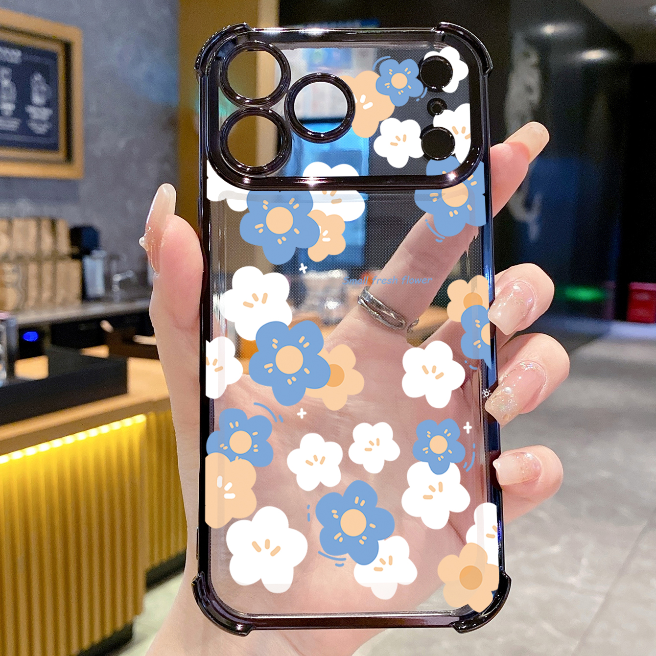 for iPhone 17 Pro Max 16 15 14 Plus Plating Phone Case Shockproof Cover Women Flower