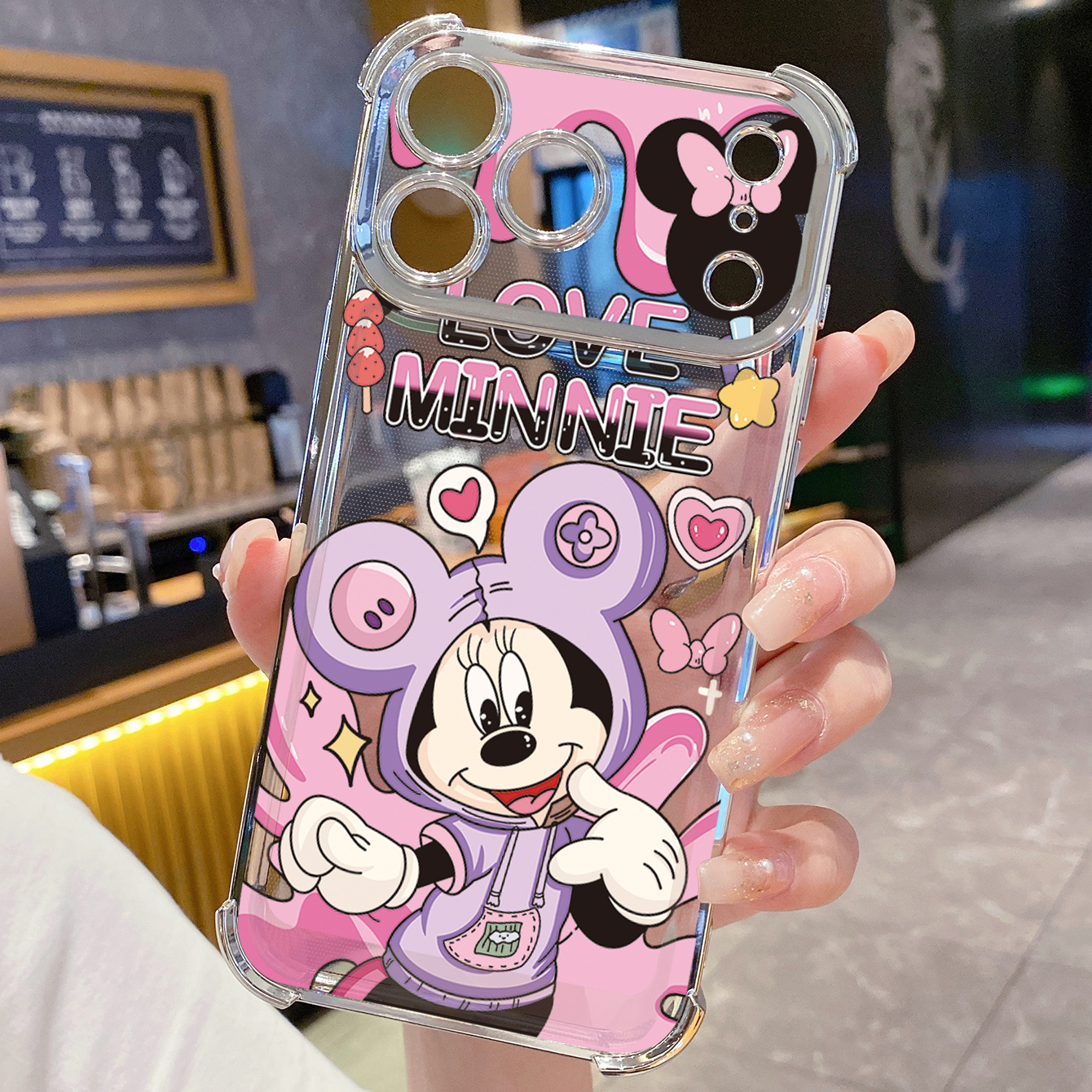 for iPhone 17 Pro Max 16 15 14 Plus Plating Phone Case Shockproof Cover Lovely Mickey Minnie