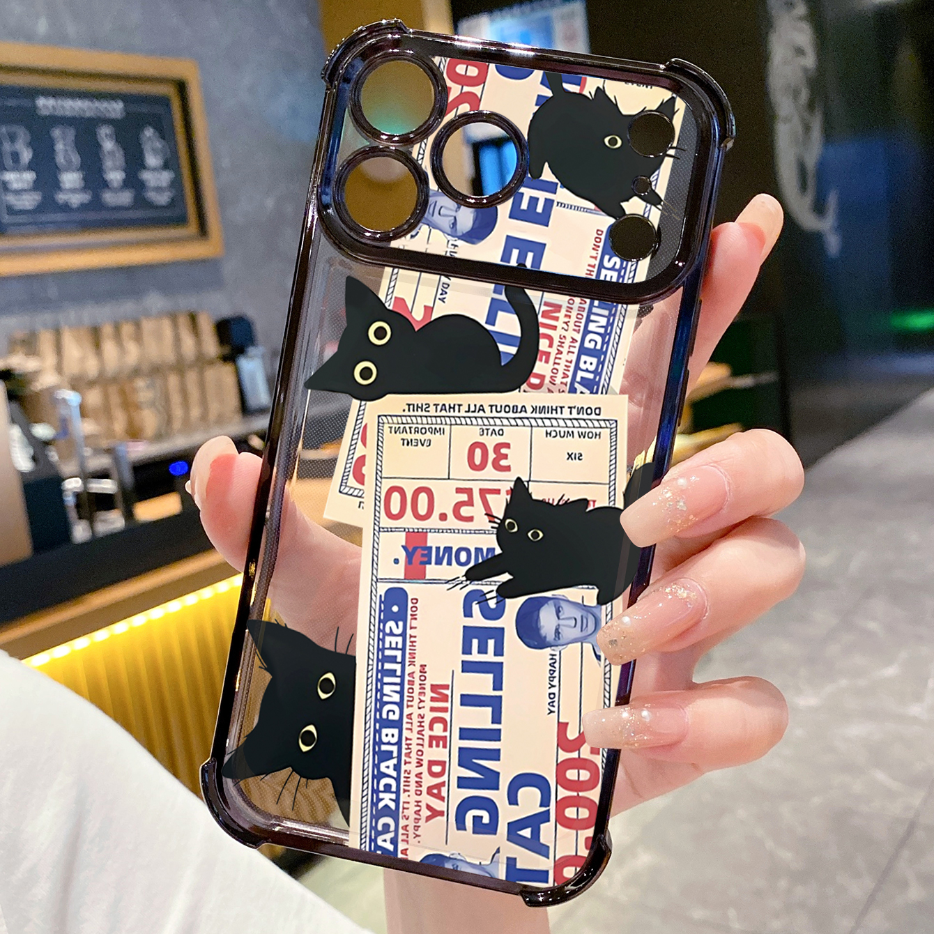 for iPhone 17 Pro Max 16 15 14 Plus Plating Phone Case Shockproof Cover Ink Cats