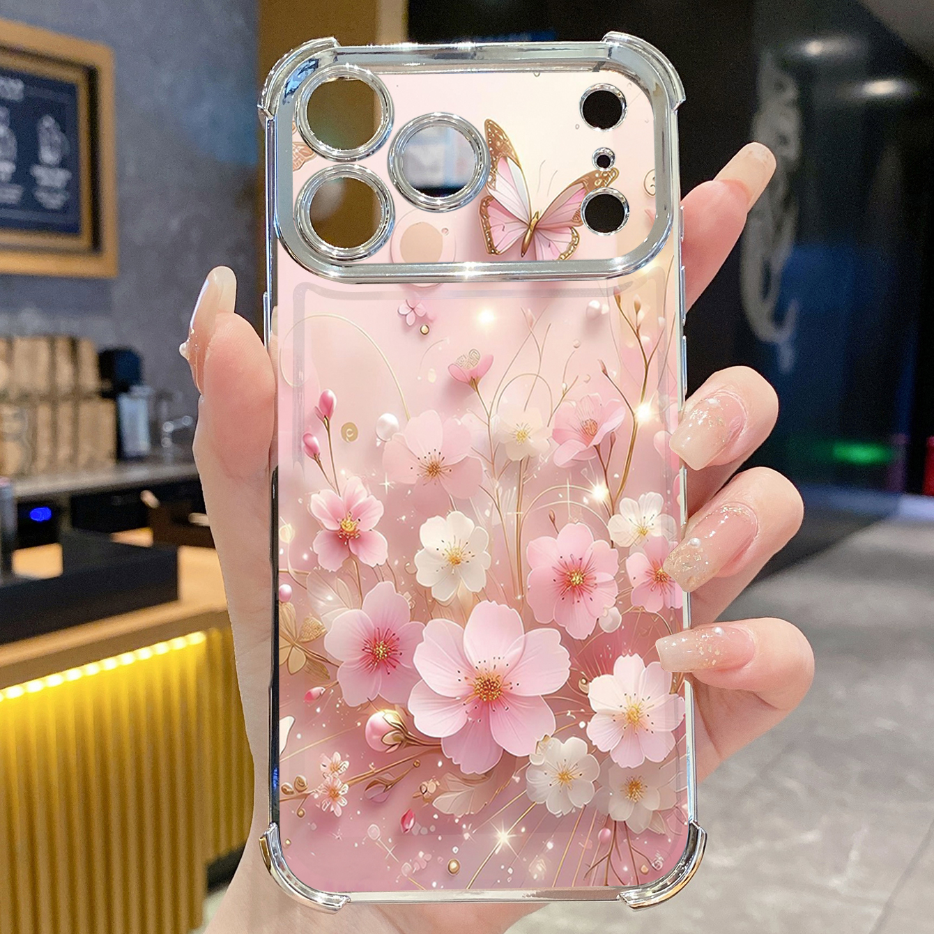 for iPhone 17 Pro Max 16 15 14 Plus Plating Phone Case Shockproof Cover Butterfly Flower