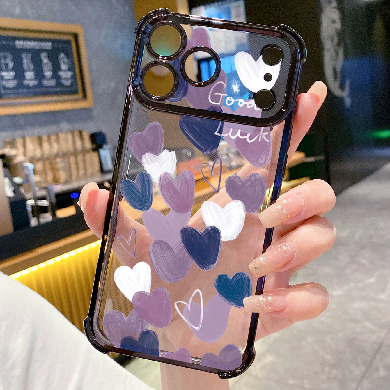 for iPhone 17 Pro Max 16 15 14 Plus Plating Phone Case Shockproof Cover Couple Heart