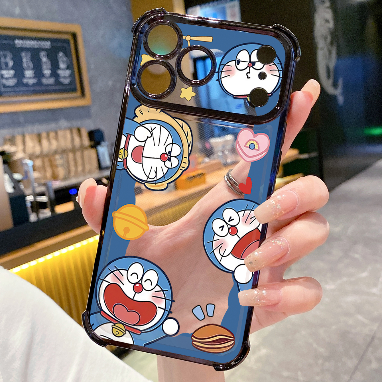 for iPhone 17 Pro Max 16 15 14 Plus Plating Phone Case Shockproof Cover Smile Doraemon Lotso