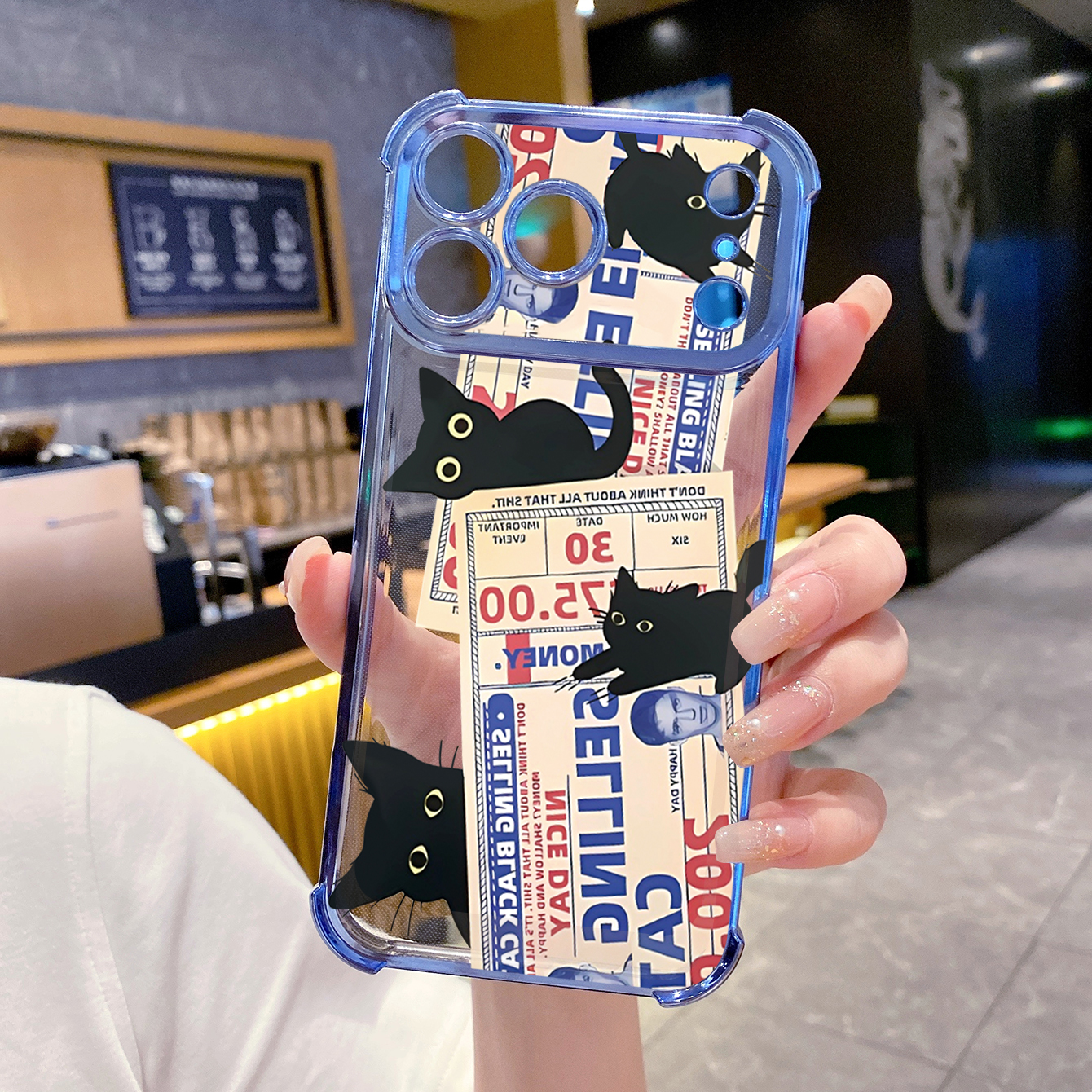 for iPhone 17 Pro Max 16 15 14 Plus Plating Phone Case Shockproof Cover Ink Cats