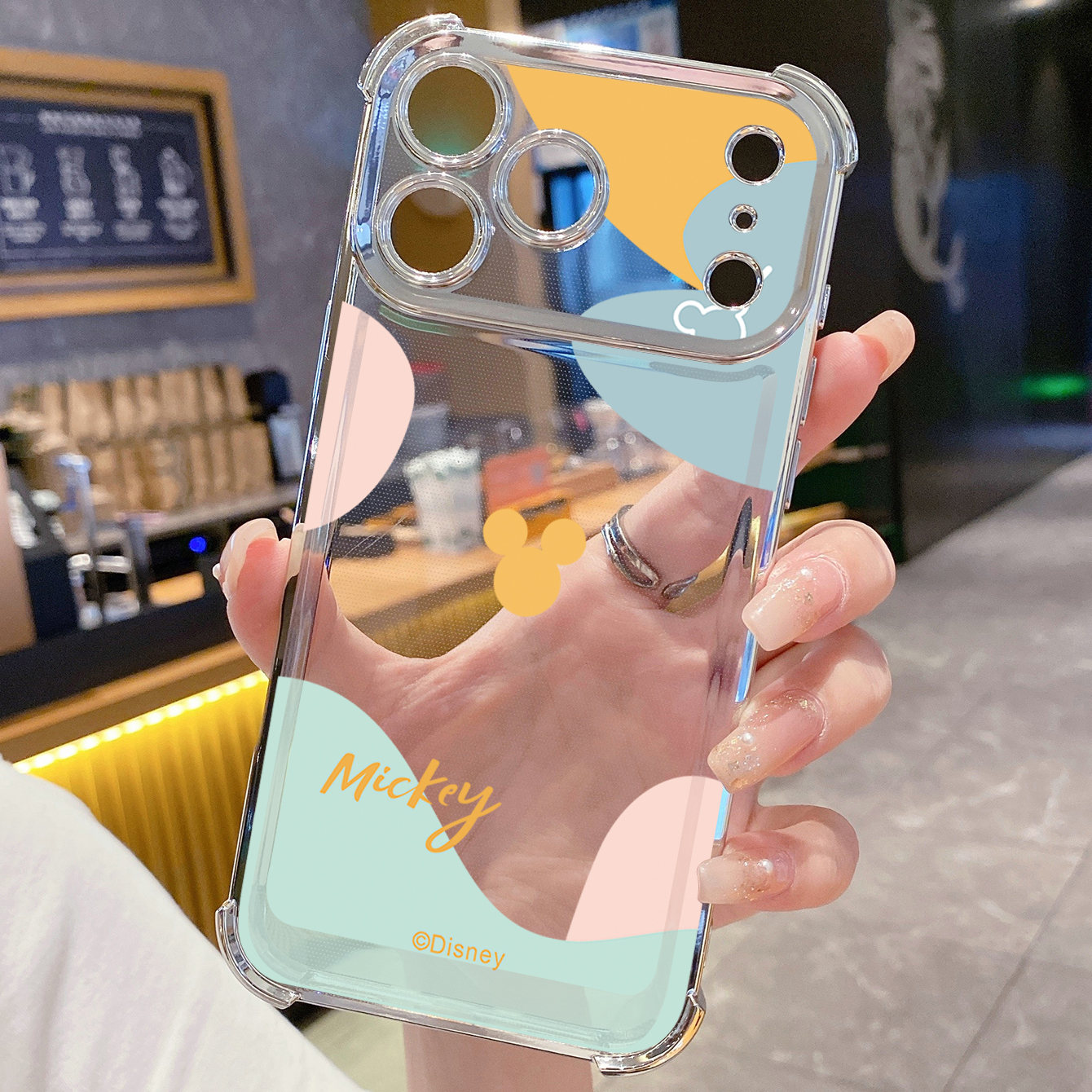 for iPhone 17 Pro Max 16 15 14 Plus Plating Phone Case Shockproof Cover Morandi Couple Mickey Minnie
