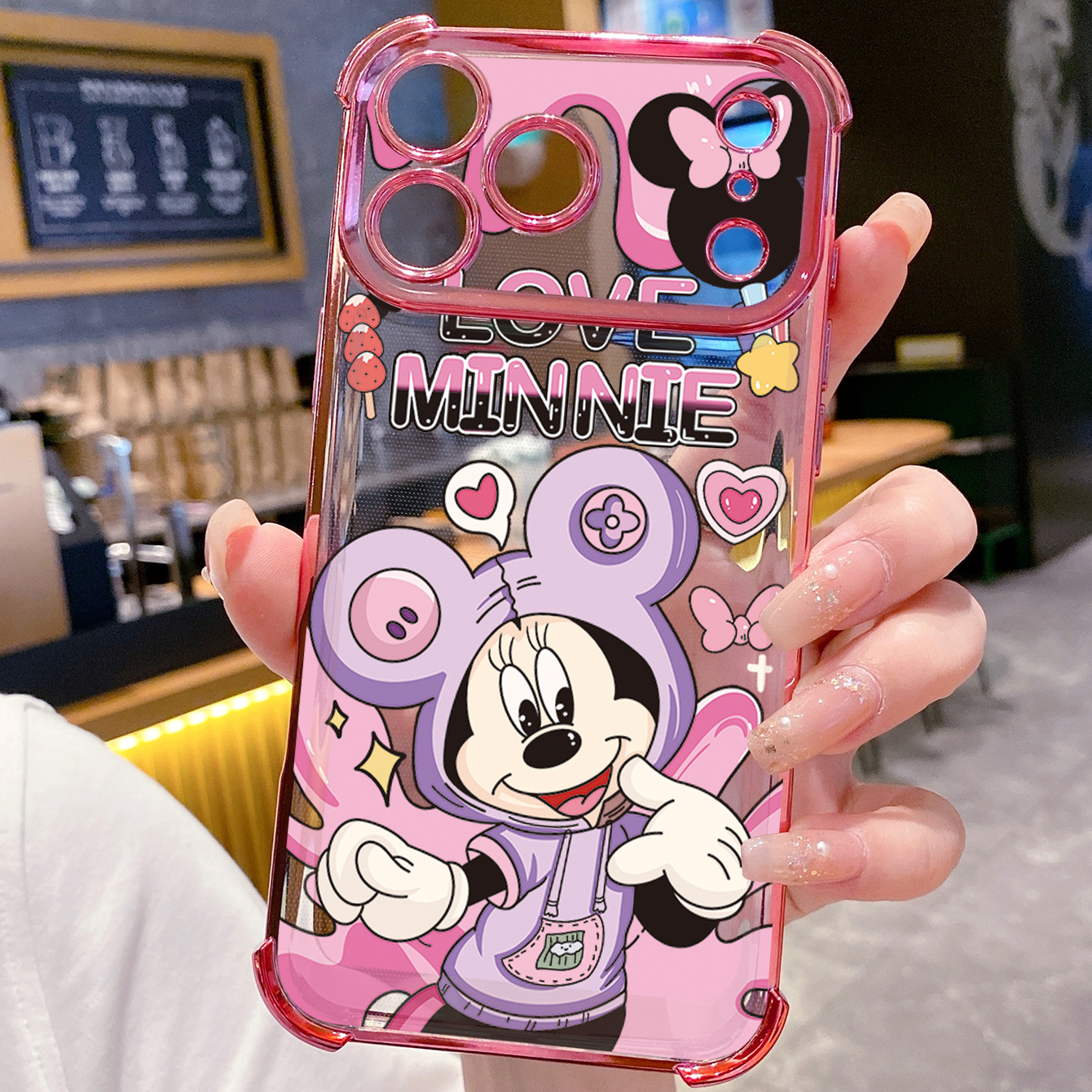 for iPhone 17 Pro Max 16 15 14 Plus Plating Phone Case Shockproof Cover Lovely Mickey Minnie