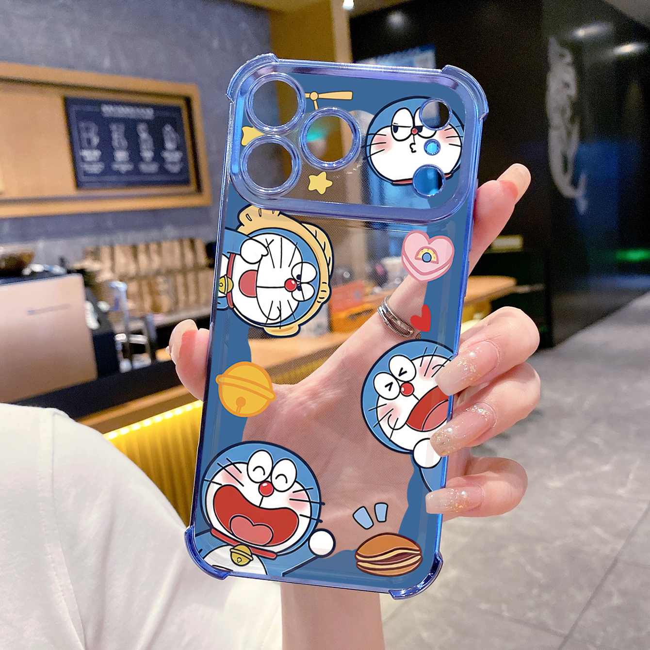 for iPhone 17 Pro Max 16 15 14 Plus Plating Phone Case Shockproof Cover Smile Doraemon Lotso