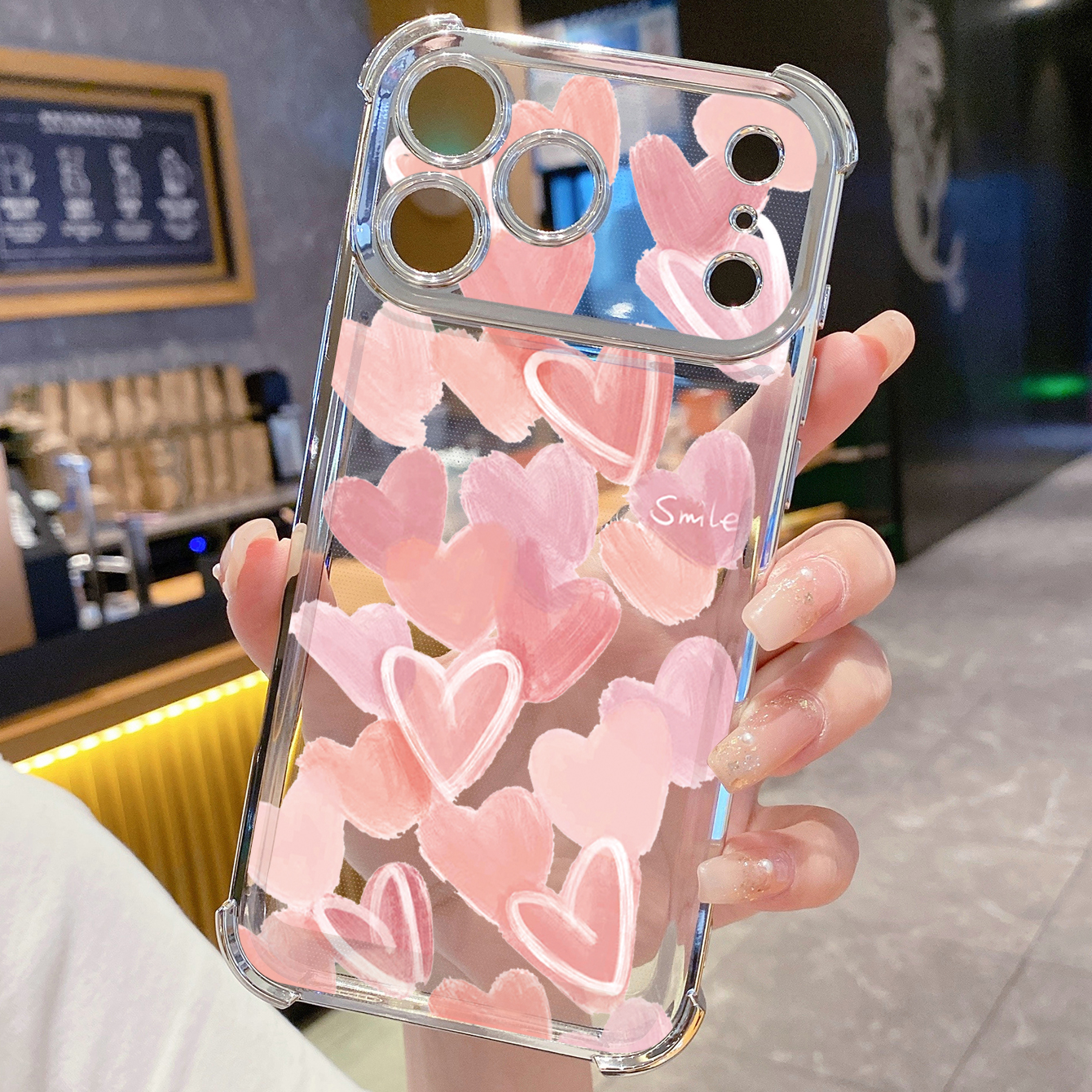 for iPhone 17 Pro Max 16 15 14 Plus Plating Phone Case Shockproof Cover Couple Heart