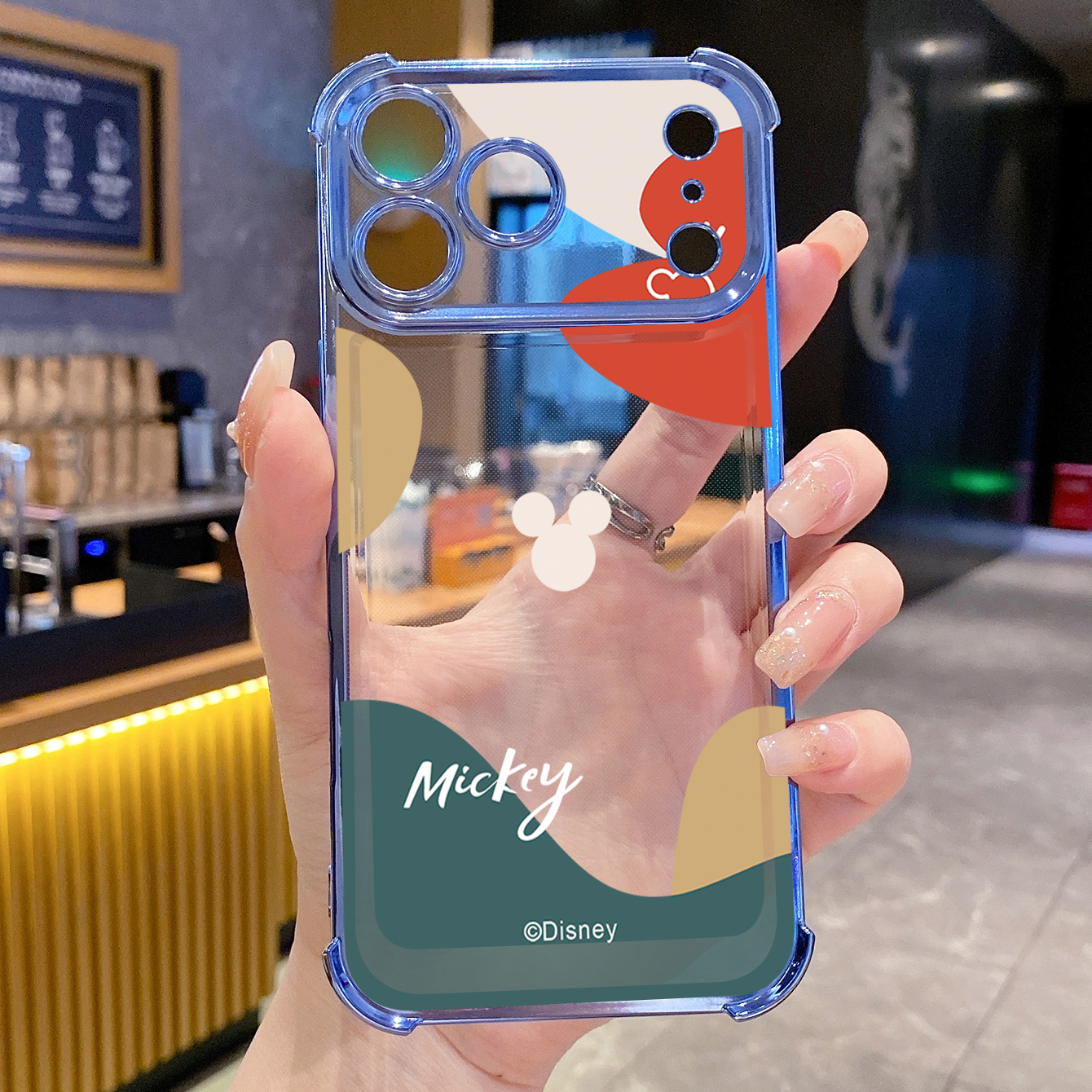for iPhone 17 Pro Max 16 15 14 Plus Plating Phone Case Shockproof Cover Morandi Couple Mickey Minnie