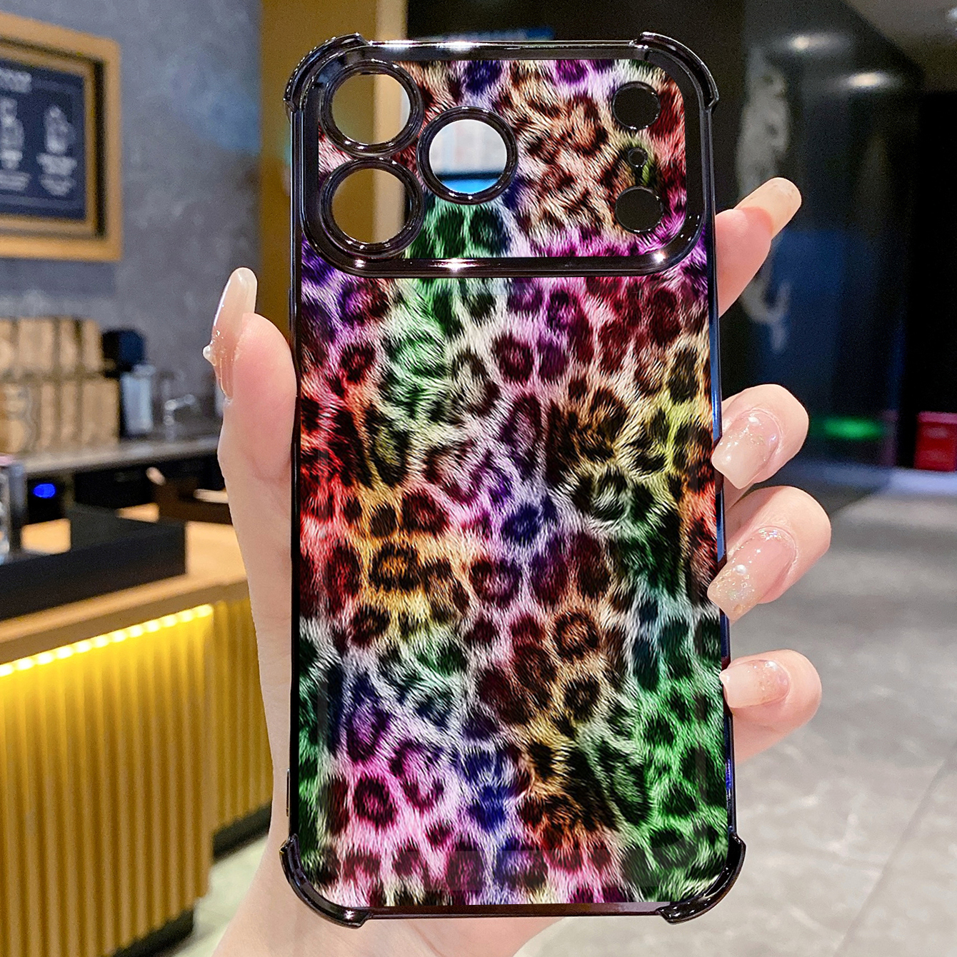 for iPhone 17 Pro Max 16 15 14 Plus Plating Phone Case Shockproof Cover Coloful Leopard