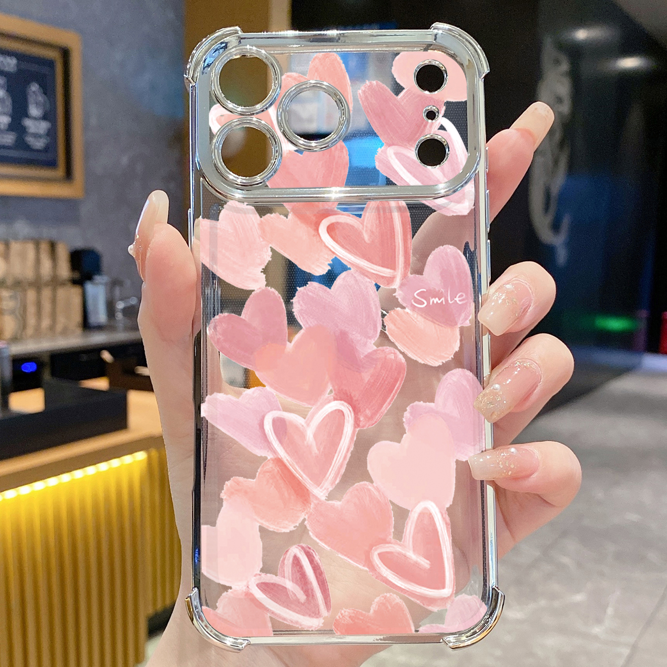 for iPhone 17 Pro Max 16 15 14 Plus Plating Phone Case Shockproof Cover Couple Heart