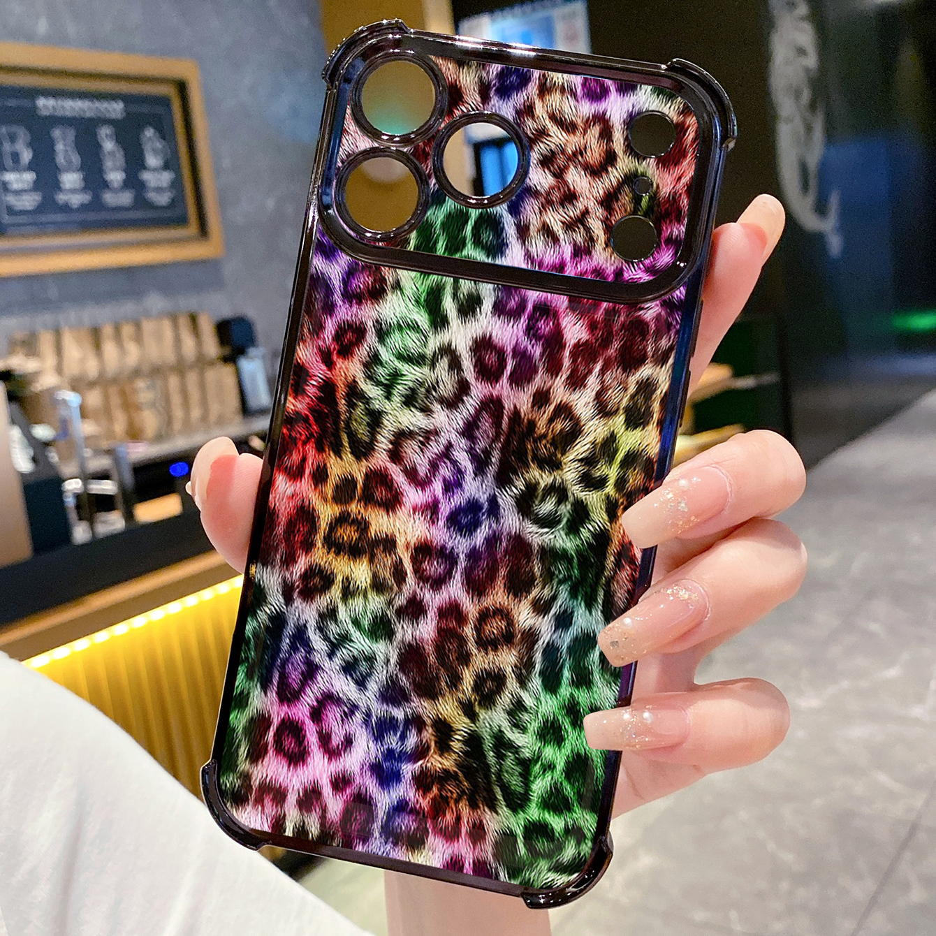 for iPhone 17 Pro Max 16 15 14 Plus Plating Phone Case Shockproof Cover Coloful Leopard