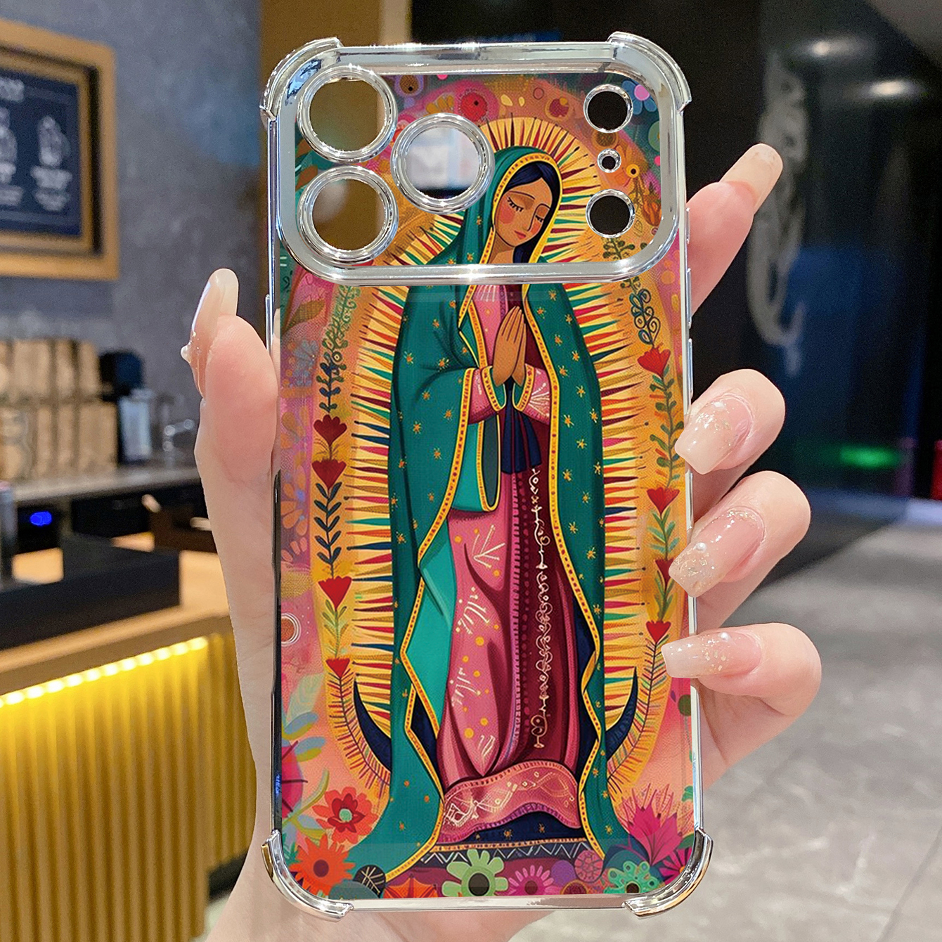 for iPhone 17 Pro Max 16 15 14 Plus Plating Phone Case Shockproof Cover Pray Girl