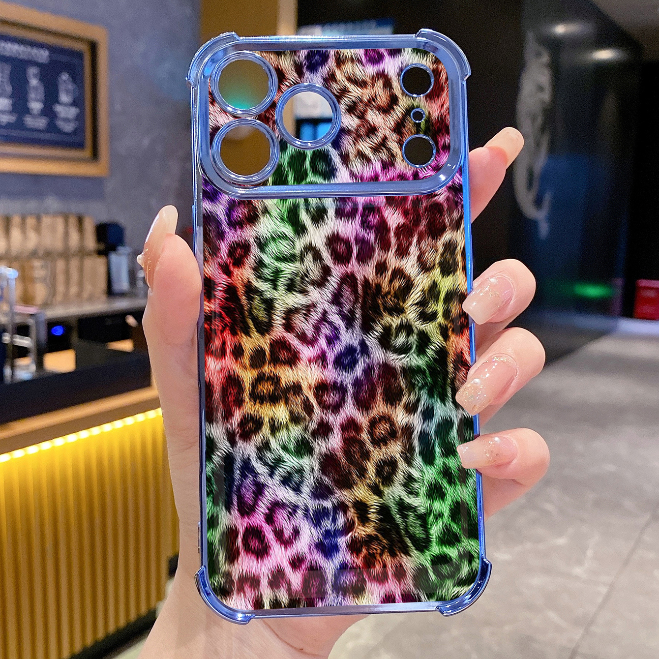 for iPhone 17 Pro Max 16 15 14 Plus Plating Phone Case Shockproof Cover Coloful Leopard