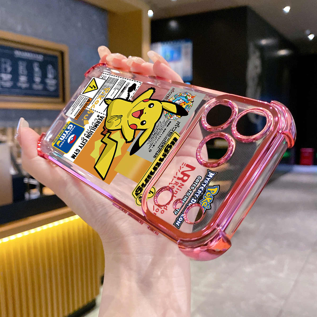 for iPhone 17 Pro Max 16 15 14 Plus Plating Phone Case Shockproof Cover Pokemon Pikachu