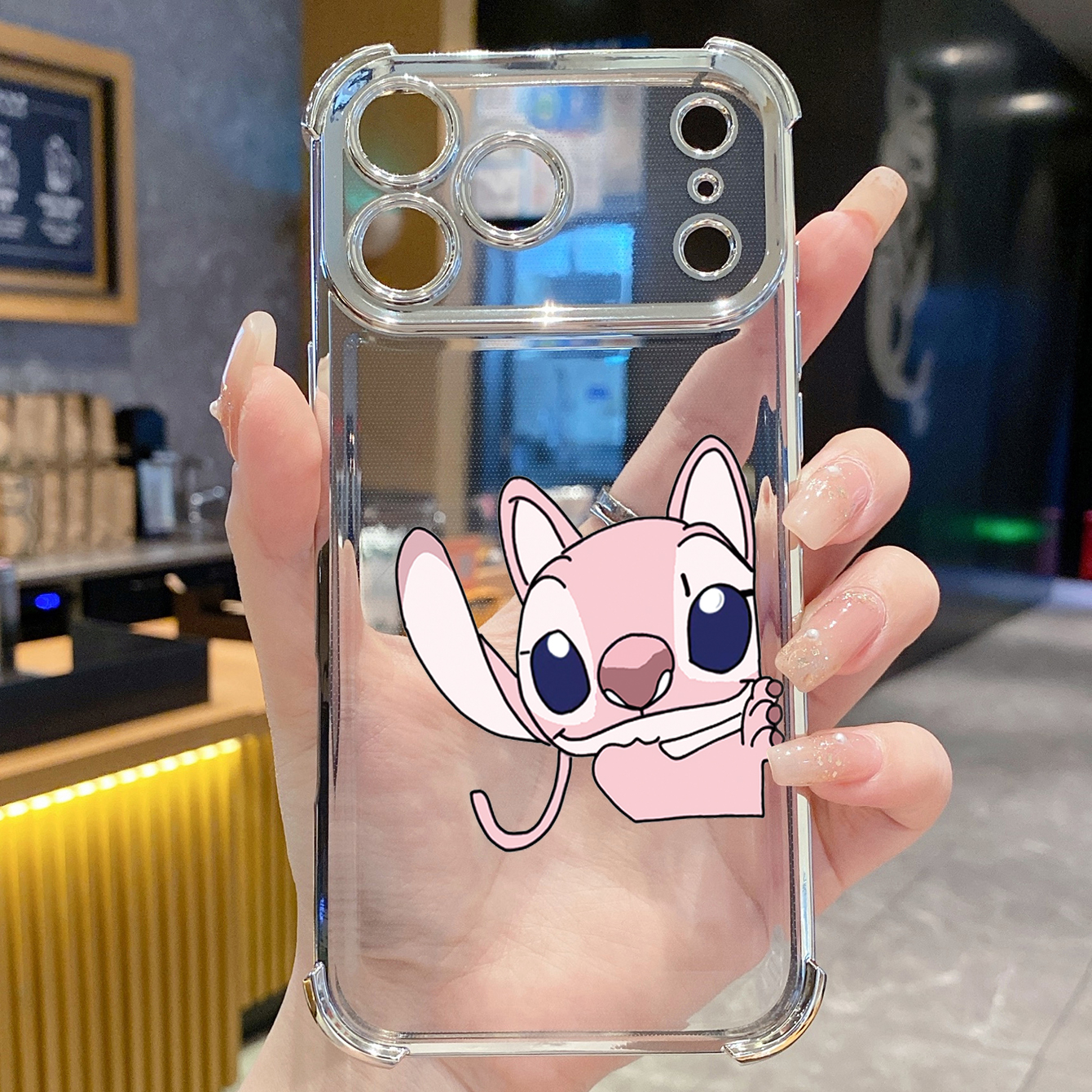 for iPhone 17 Pro Max 16 15 14 Plus Plating Phone Case Shockproof Cover Couple Stitch Angel