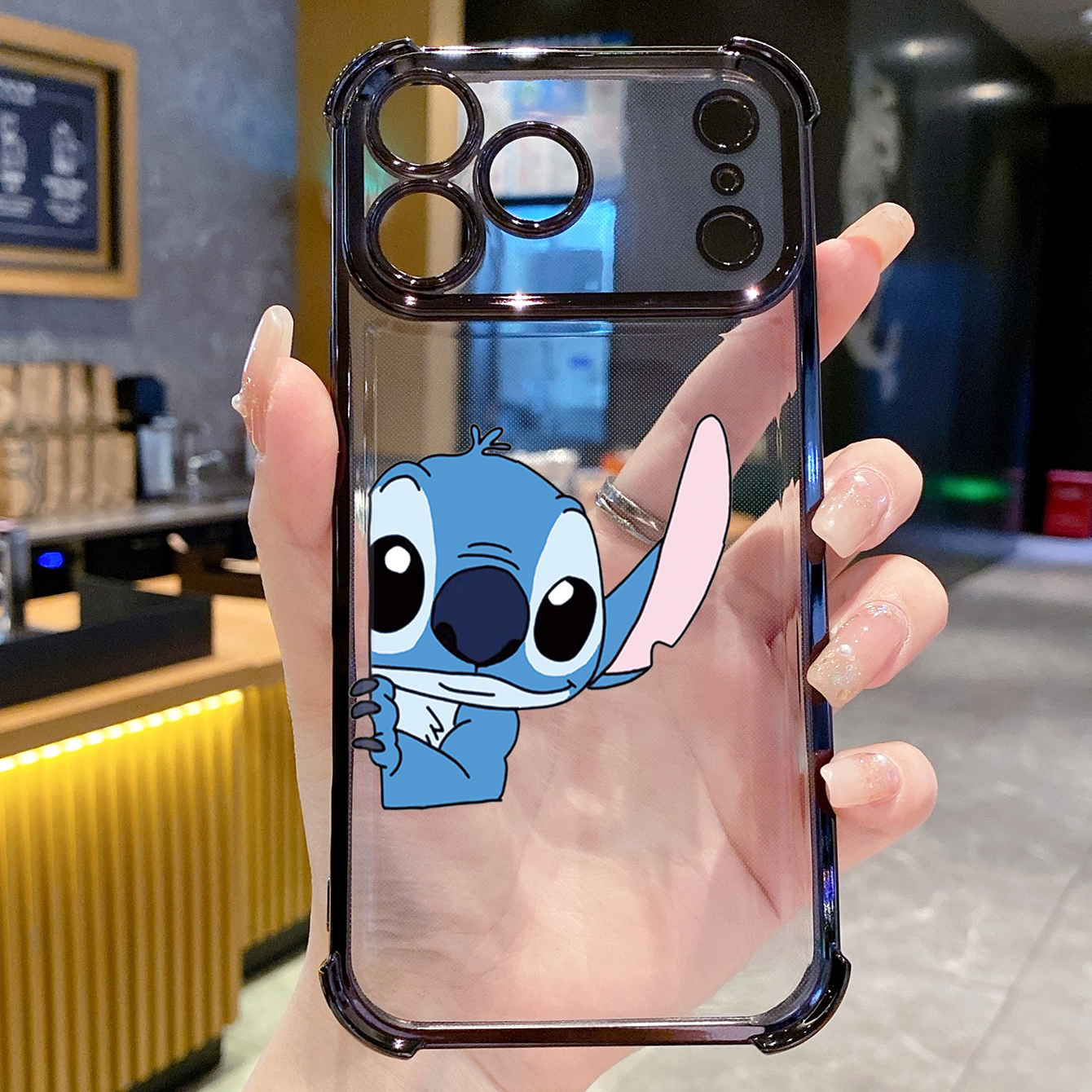 for iPhone 17 Pro Max 16 15 14 Plus Plating Phone Case Shockproof Cover Couple Stitch Angel