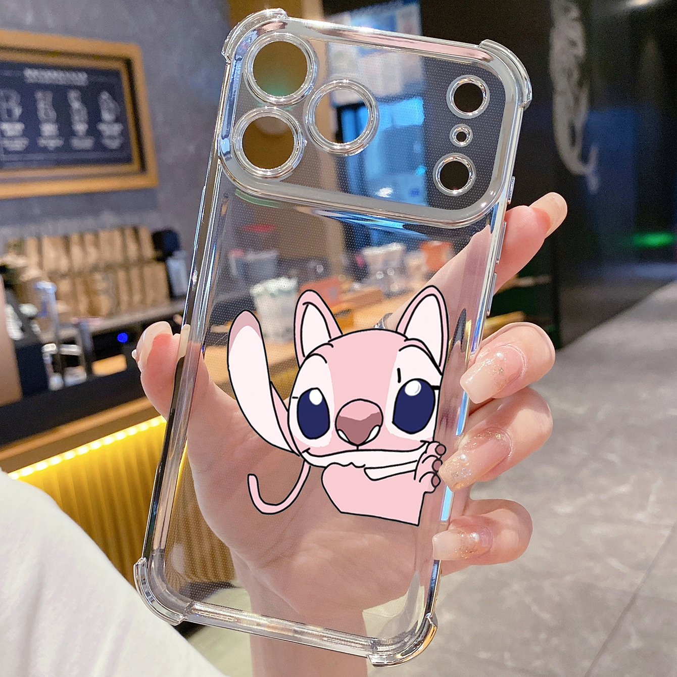 for iPhone 17 Pro Max 16 15 14 Plus Plating Phone Case Shockproof Cover Couple Stitch Angel