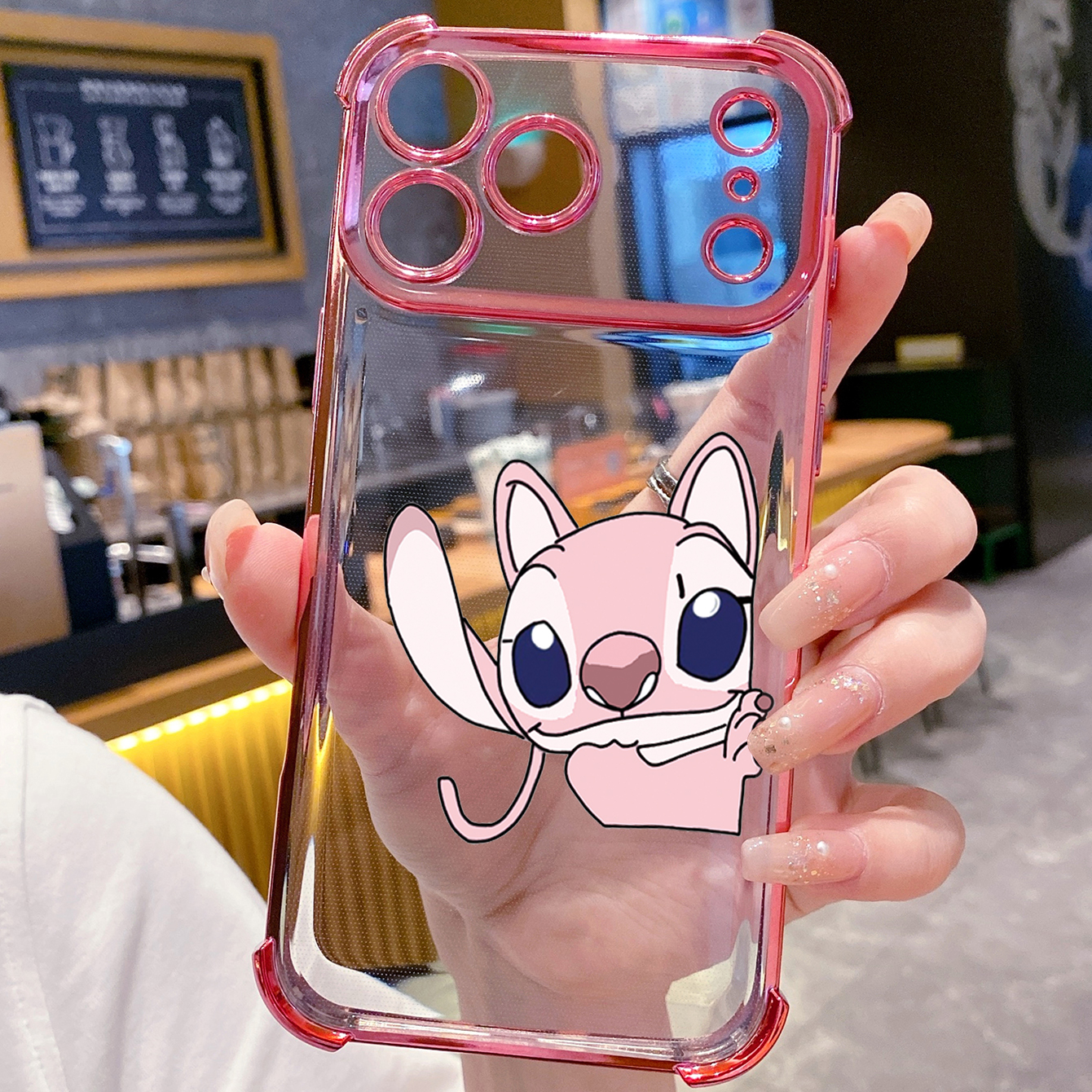 for iPhone 17 Pro Max 16 15 14 Plus Plating Phone Case Shockproof Cover Couple Stitch Angel