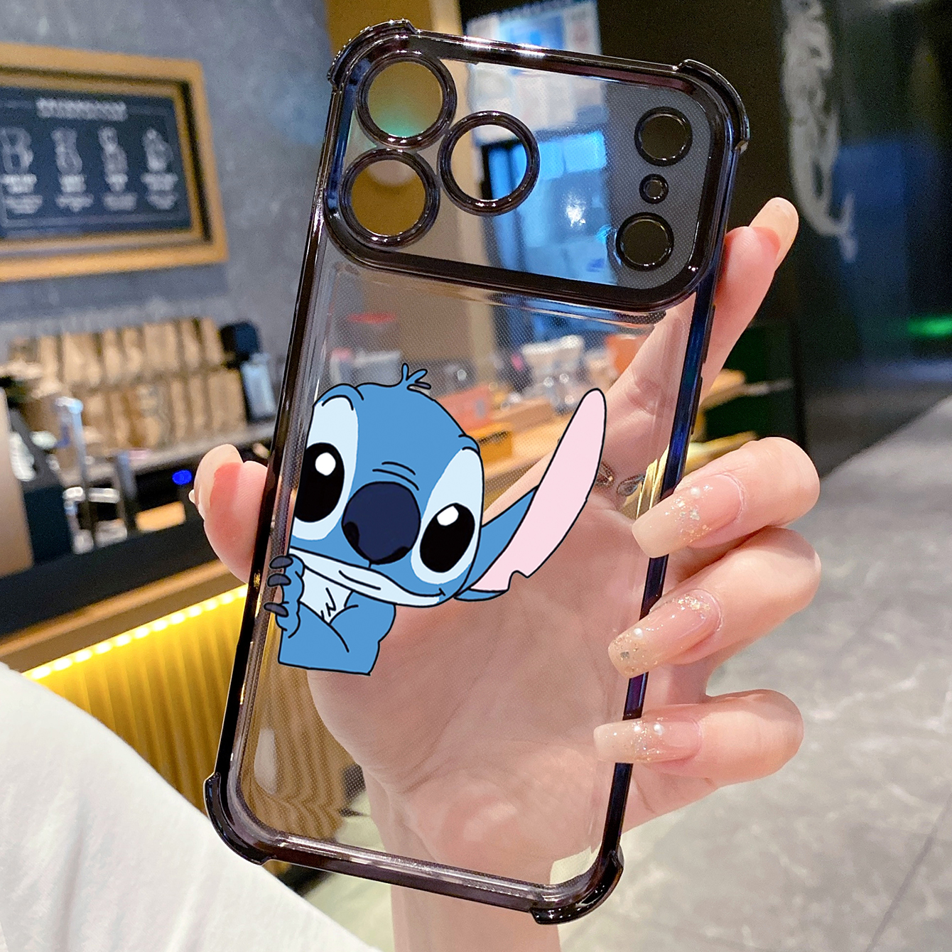 for iPhone 17 Pro Max 16 15 14 Plus Plating Phone Case Shockproof Cover Couple Stitch Angel