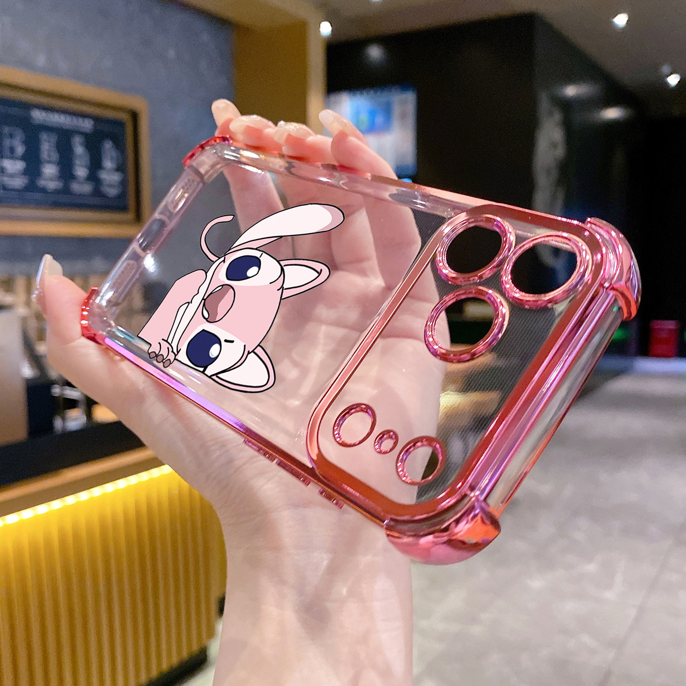 for iPhone 17 Pro Max 16 15 14 Plus Plating Phone Case Shockproof Cover Couple Stitch Angel
