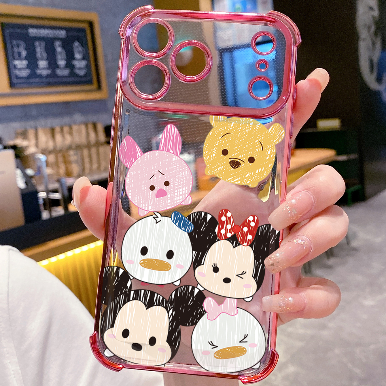 for iPhone 17 Pro Max 16 15 14 Plus Plating Phone Case Shockproof Cover Cute Fuuny Mouse Duck Bear Face