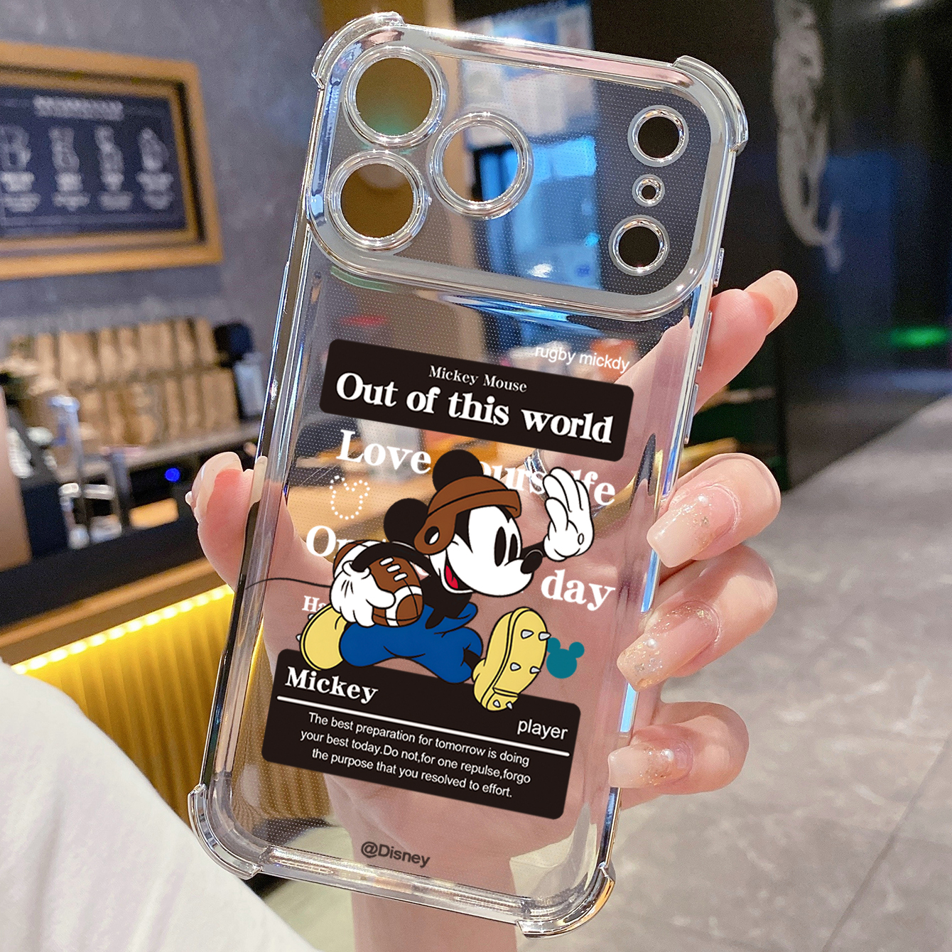 for iPhone 17 Pro Max 16 15 14 Plus Plating Phone Case Shockproof Cover Angel Football Mickey