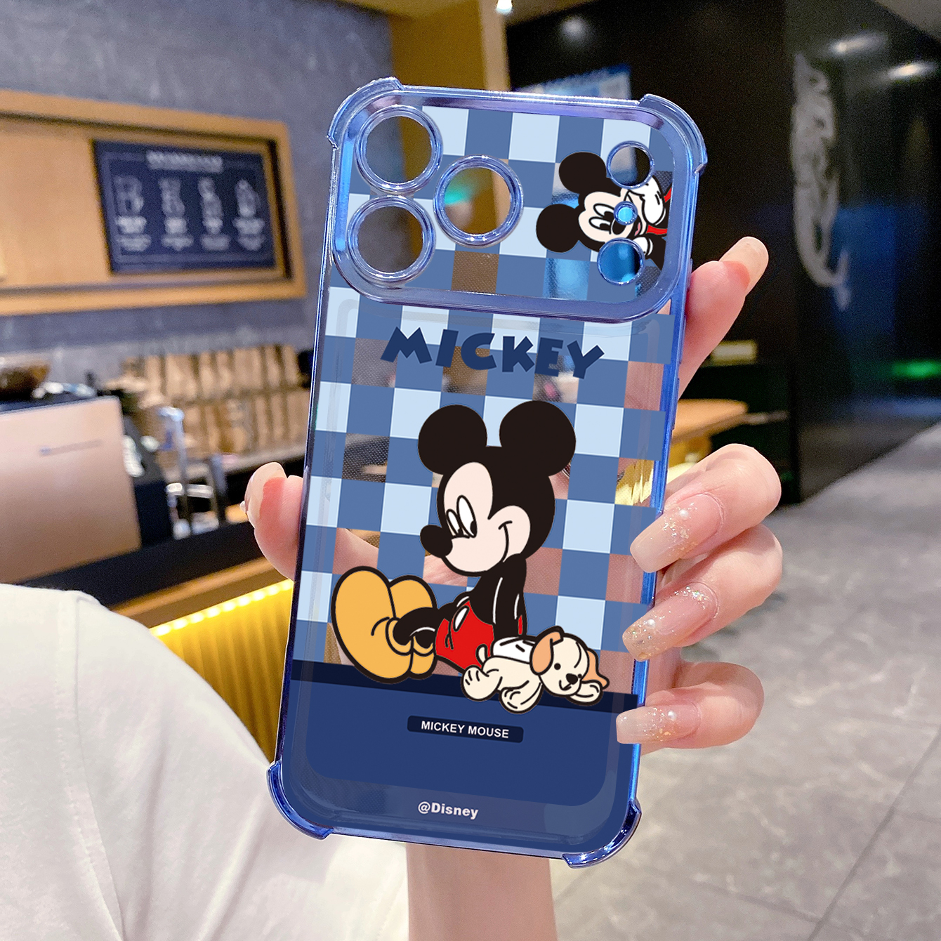 for iPhone 17 Pro Max 16 15 14 Plus Plating Phone Case Shockproof Cover Cute Plaid Mouse Couple