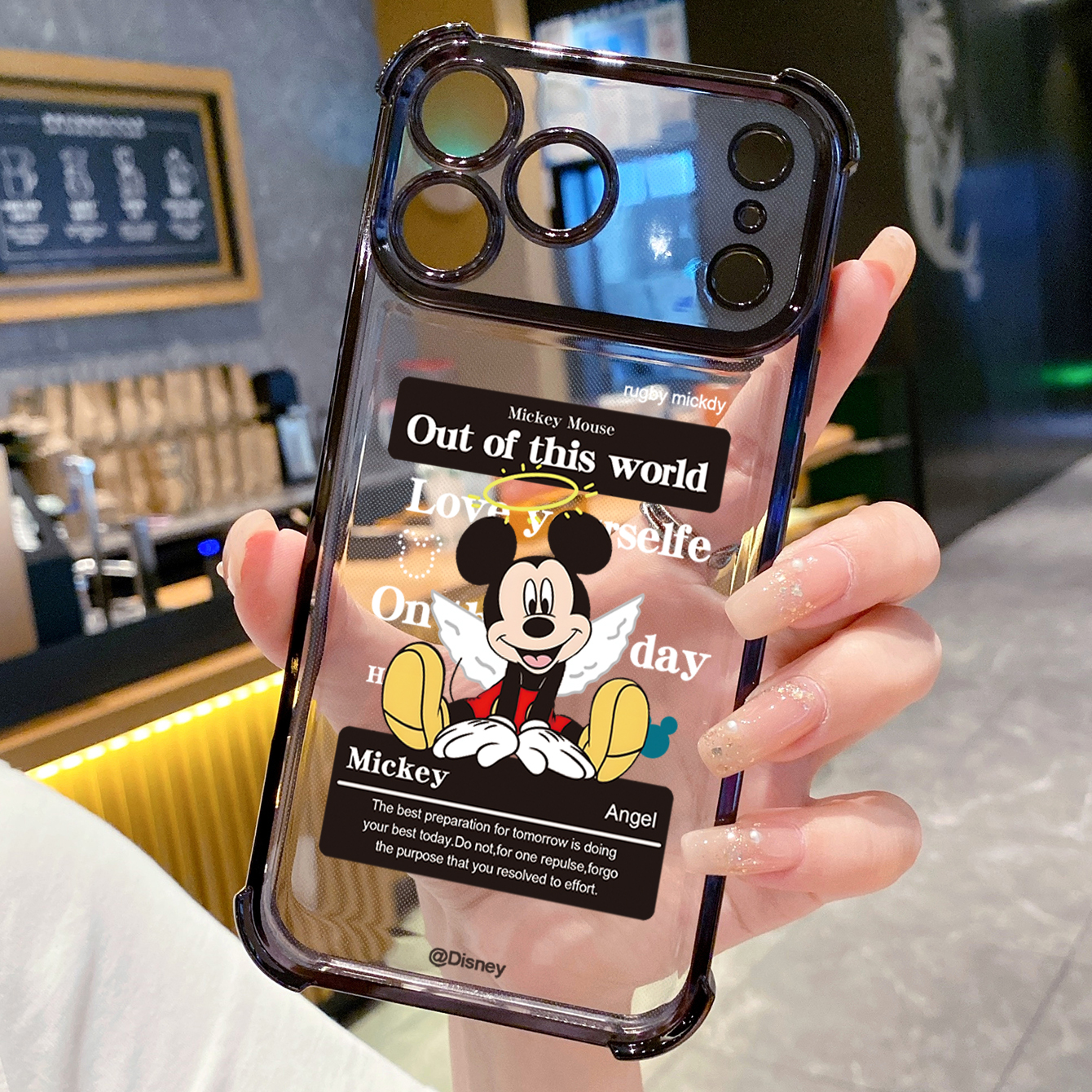 for iPhone 17 Pro Max 16 15 14 Plus Plating Phone Case Shockproof Cover Angel Football Mickey