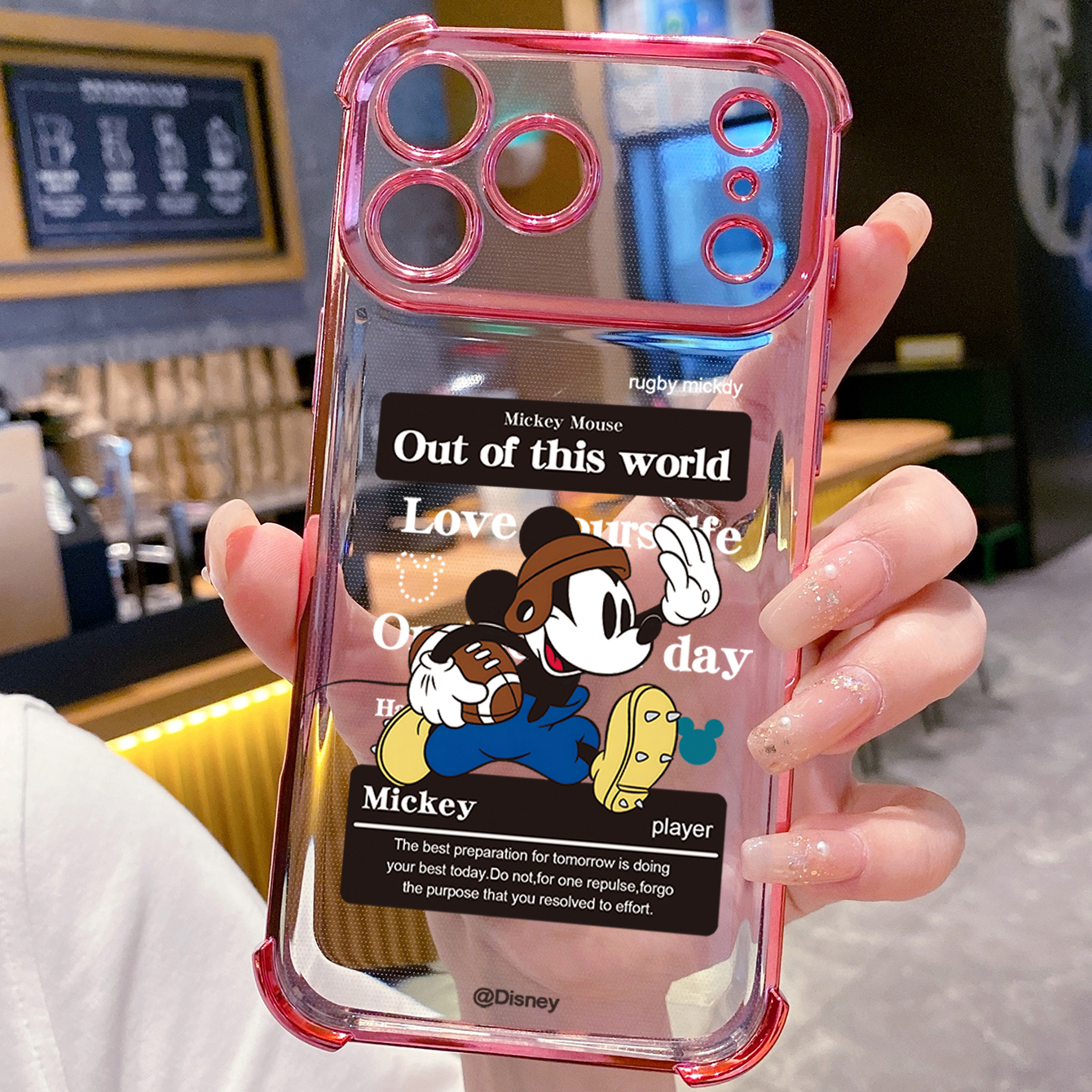 for iPhone 17 Pro Max 16 15 14 Plus Plating Phone Case Shockproof Cover Angel Football Mickey