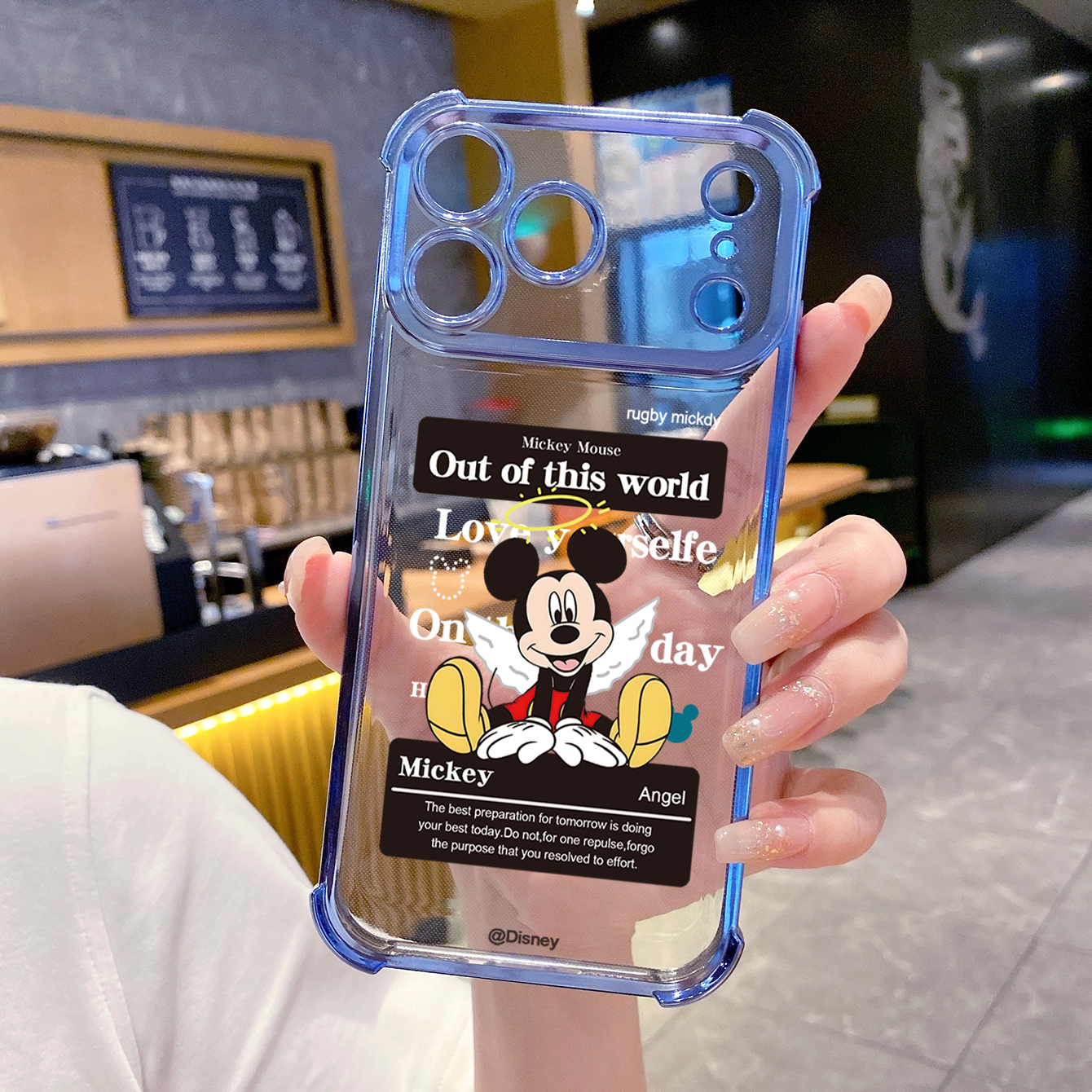 for iPhone 17 Pro Max 16 15 14 Plus Plating Phone Case Shockproof Cover Angel Football Mickey