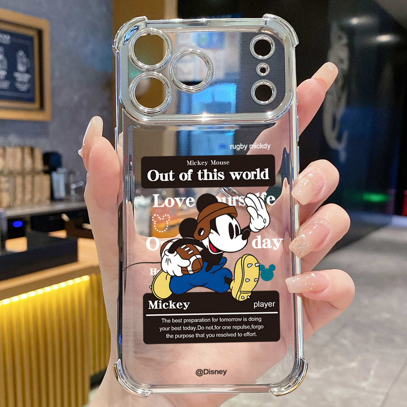 for iPhone 17 Pro Max 16 15 14 Plus Plating Phone Case Shockproof Cover Angel Football Mickey
