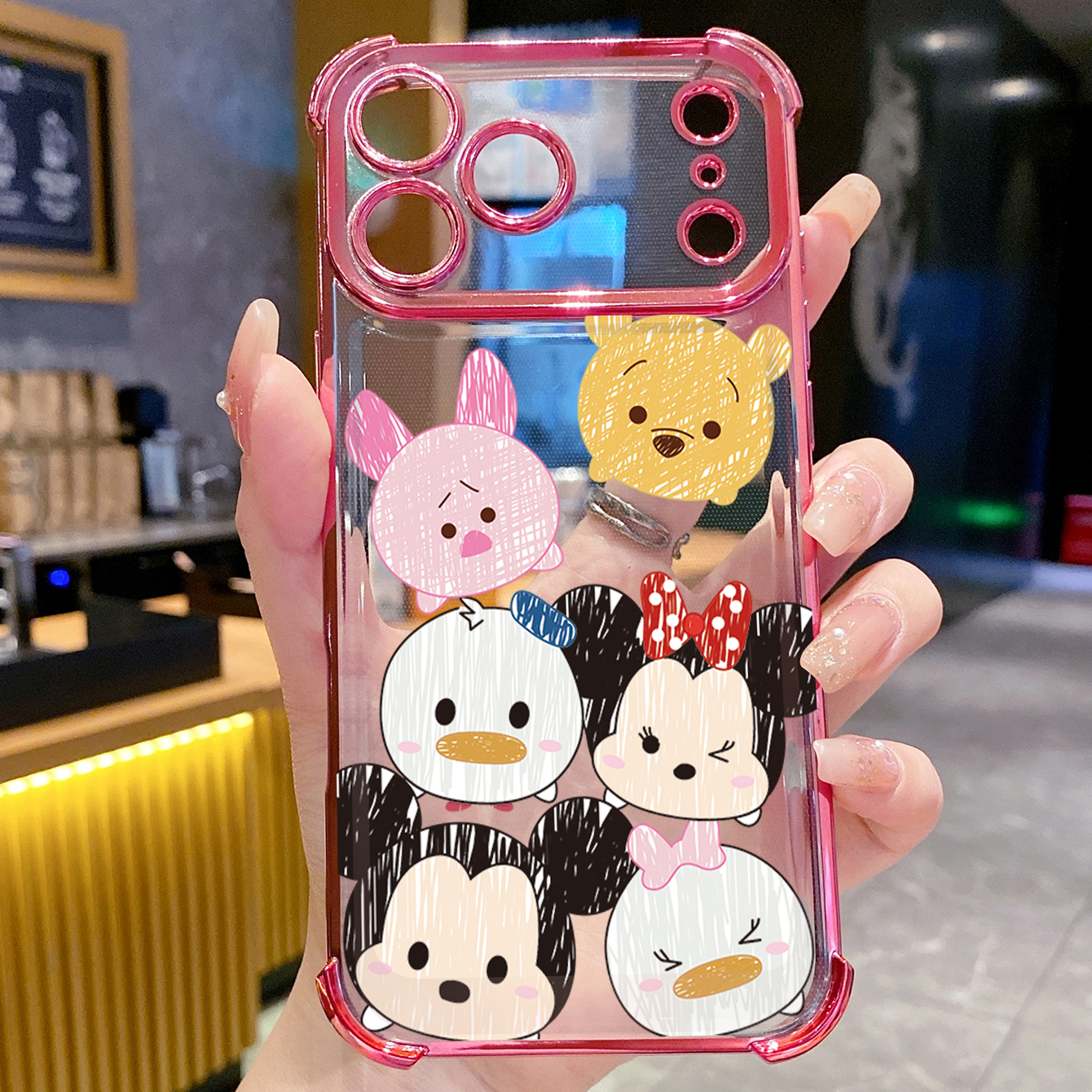 for iPhone 17 Pro Max 16 15 14 Plus Plating Phone Case Shockproof Cover Cute Fuuny Mouse Duck Bear Face
