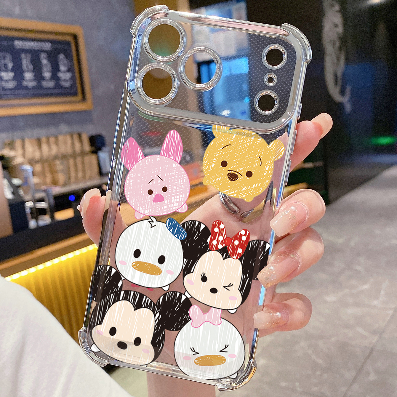 for iPhone 17 Pro Max 16 15 14 Plus Plating Phone Case Shockproof Cover Cute Fuuny Mouse Duck Bear Face
