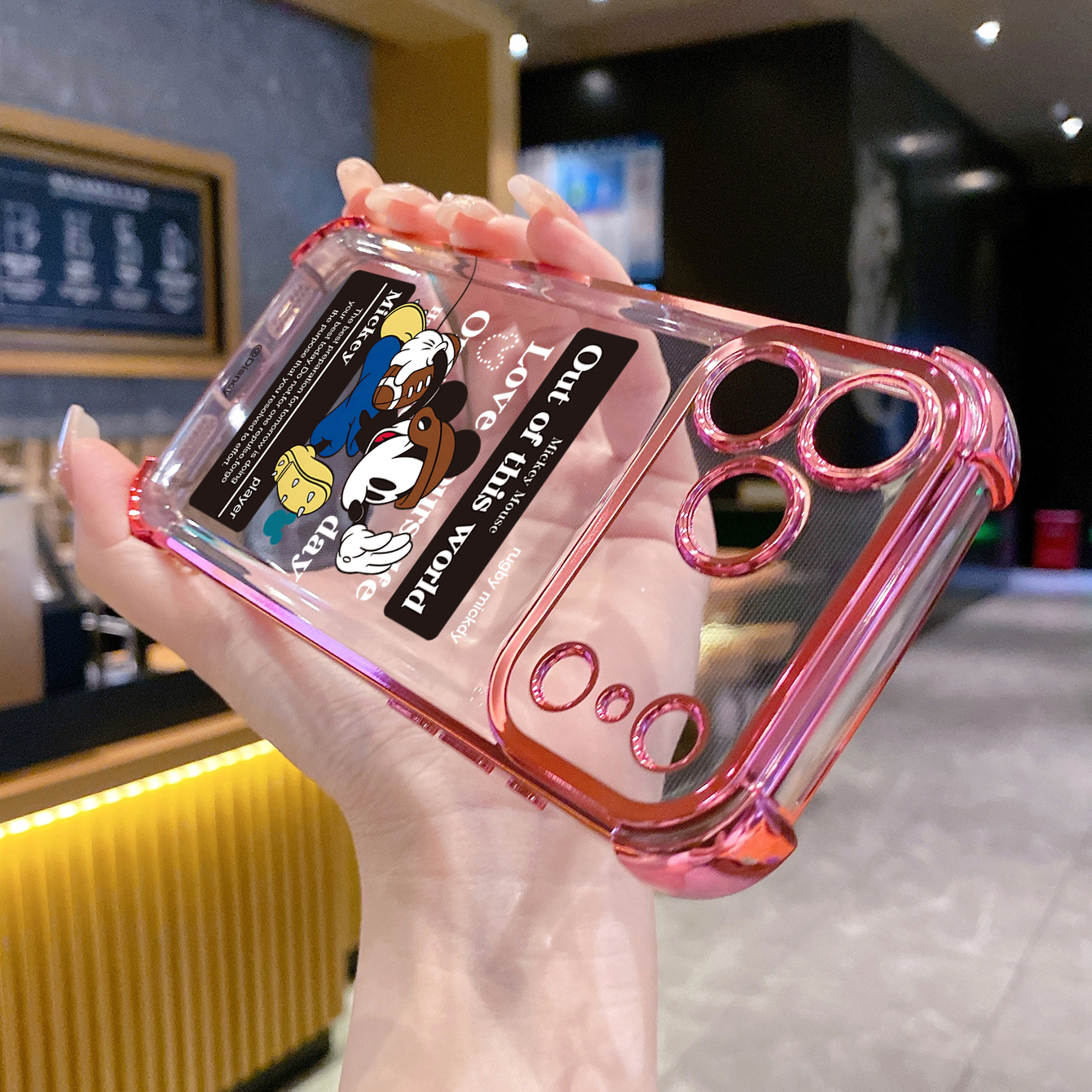 for iPhone 17 Pro Max 16 15 14 Plus Plating Phone Case Shockproof Cover Angel Football Mickey