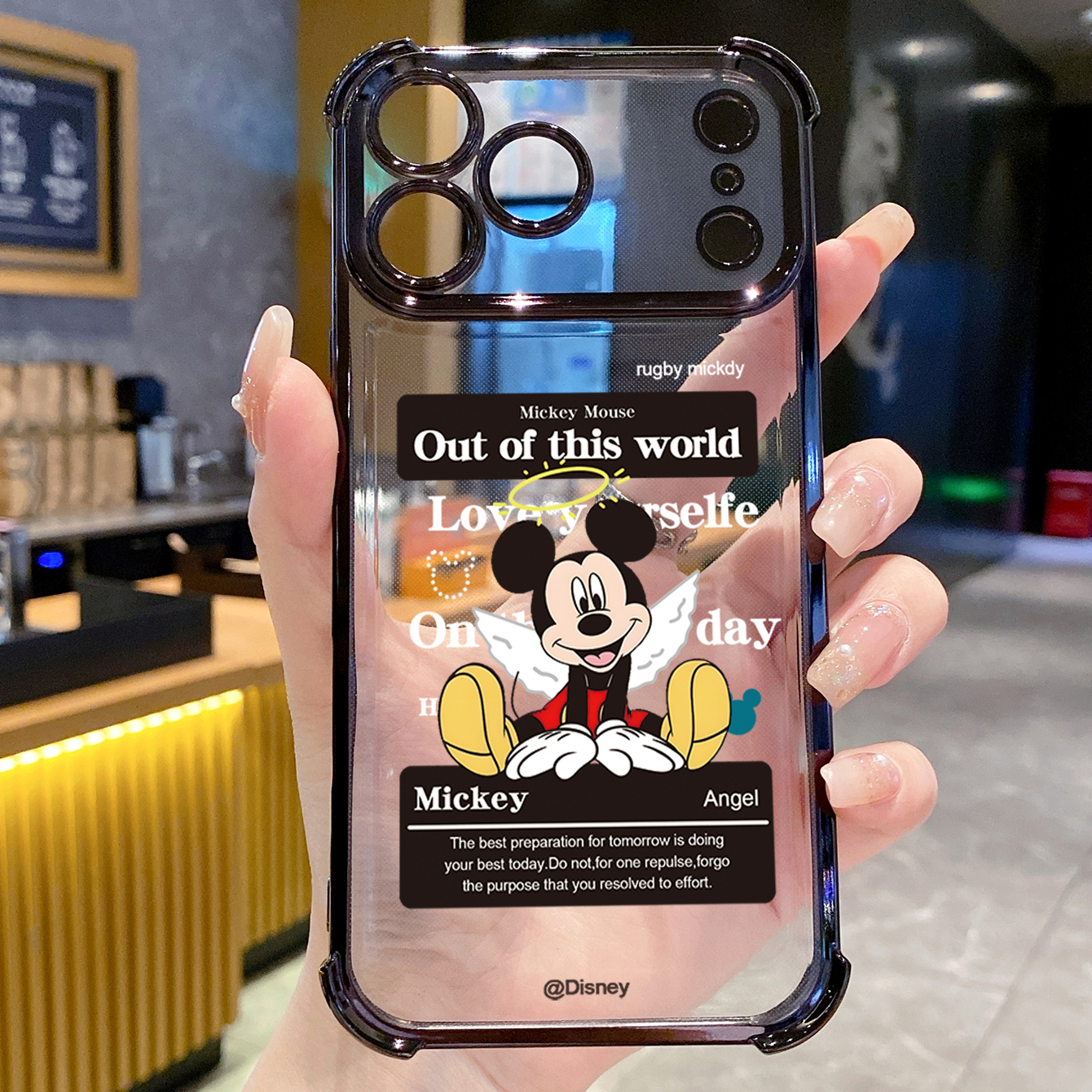 for iPhone 17 Pro Max 16 15 14 Plus Plating Phone Case Shockproof Cover Angel Football Mickey