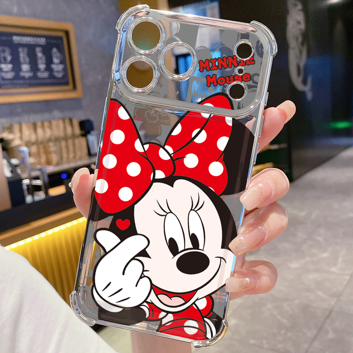 for iPhone 17 Pro Max 16 15 14 Plus Plating Phone Case Shockproof Cover Sweet Couple Mickey Minnie