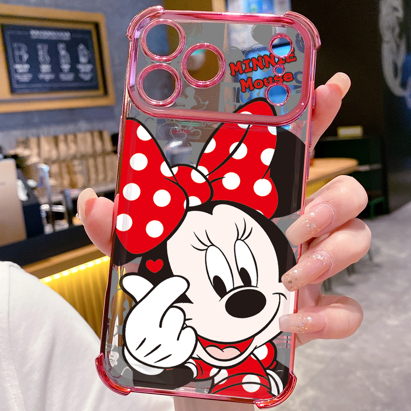 for iPhone 17 Pro Max 16 15 14 Plus Plating Phone Case Shockproof Cover Sweet Couple Mickey Minnie