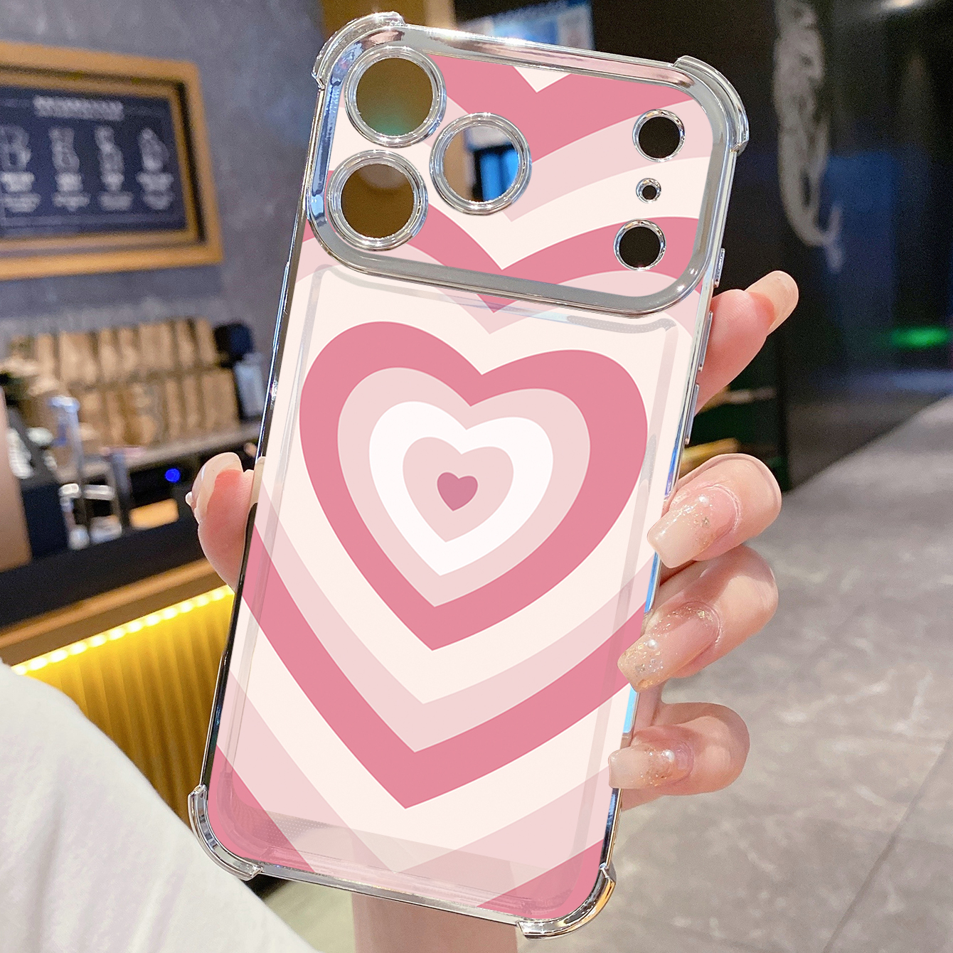 for iPhone 17 Pro Max 16 15 14 Plus Plating Phone Case Shockproof Cover Couple Heart