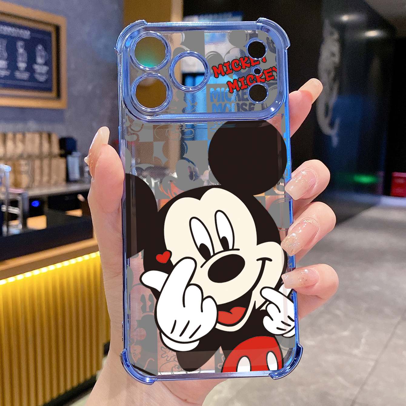 for iPhone 17 Pro Max 16 15 14 Plus Plating Phone Case Shockproof Cover Sweet Couple Mickey Minnie