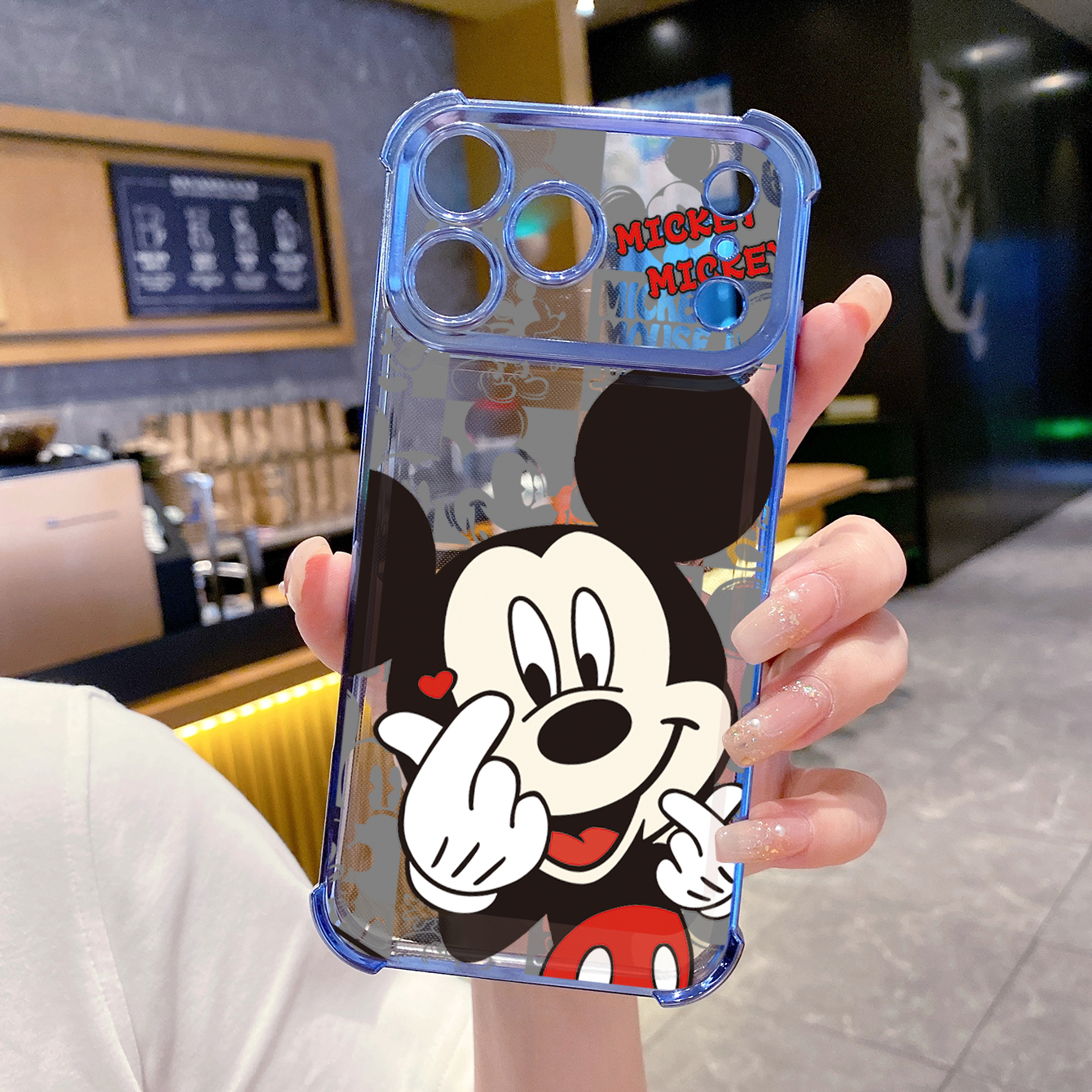 for iPhone 17 Pro Max 16 15 14 Plus Plating Phone Case Shockproof Cover Sweet Couple Mickey Minnie