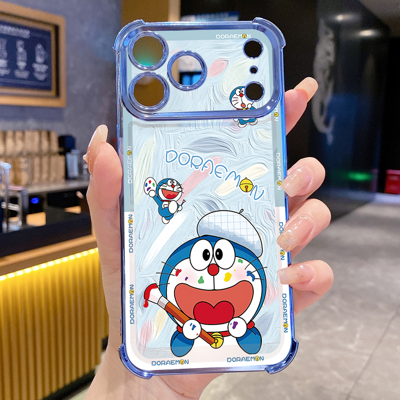 for iPhone 17 Pro Max 16 15 14 Plus Plating Phone Case Shockproof Cover Cute Doraemon